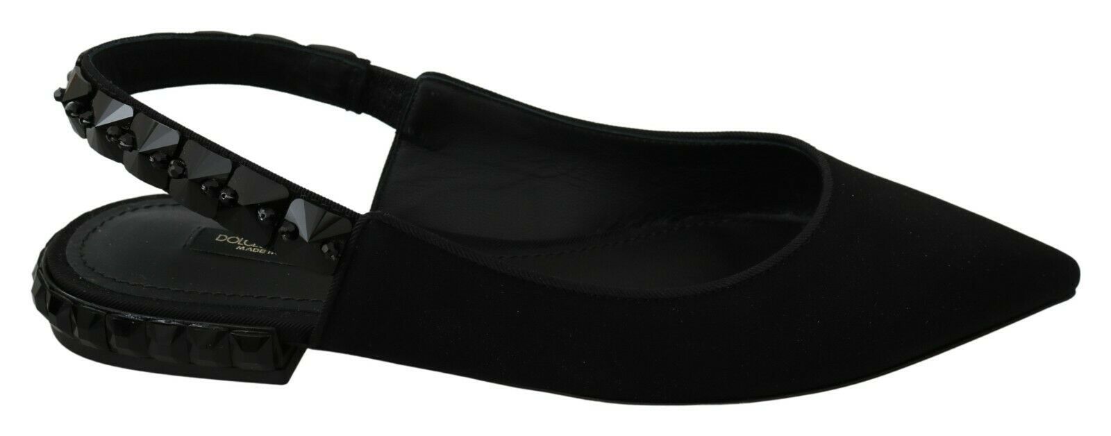 Dolce & Gabbana Black Flats Slingback Charmeuse Shoes Dolce & Gabbana