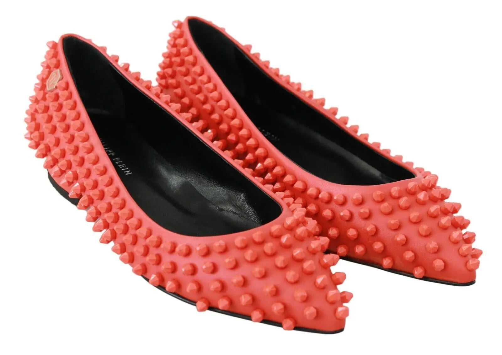 Philipp Plein Orange Leather Ballerina WHAT I DO Flats Shoes Philipp Plein