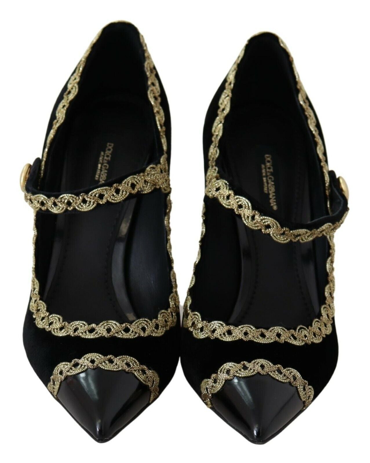 Dolce & Gabbana Black Embellished Velvet Mary Jane Pumps Shoes Dolce & Gabbana
