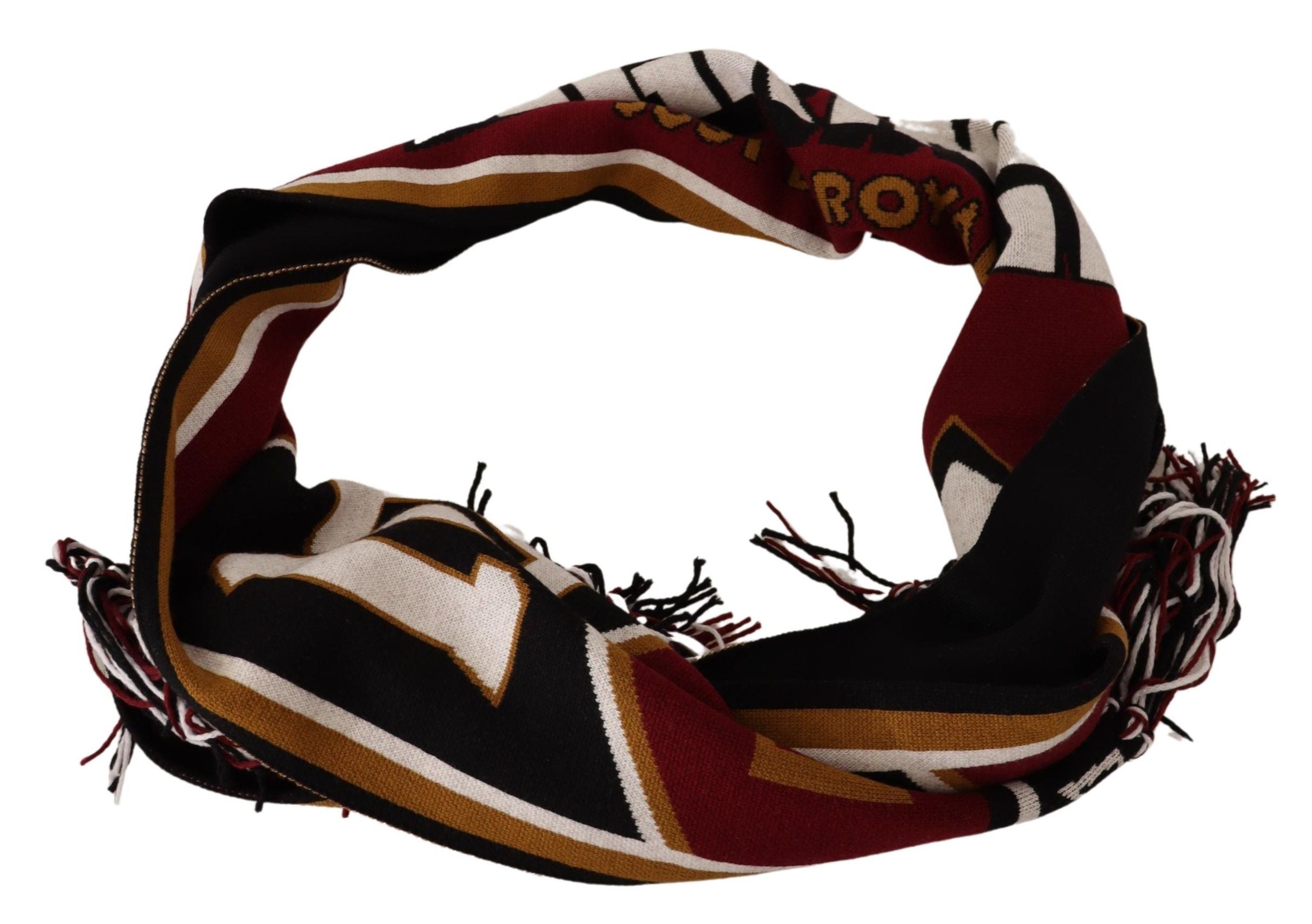 Dolce & Gabbana Multicolor Wool Knit DG King Shawl Wrap Scarf Dolce & Gabbana