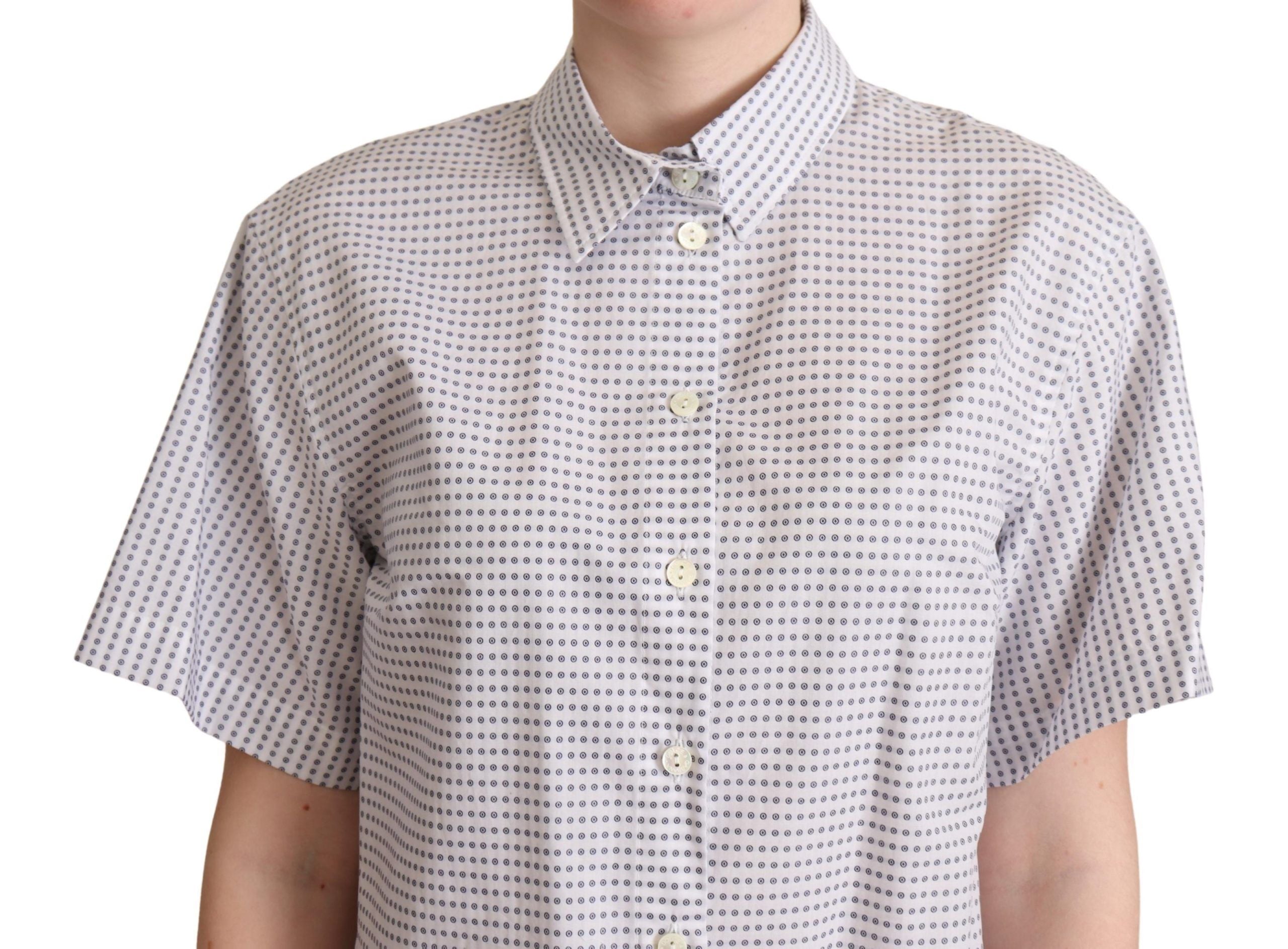 Dolce & Gabbana White Polka Dots Collared Blouse Shirt Dolce & Gabbana