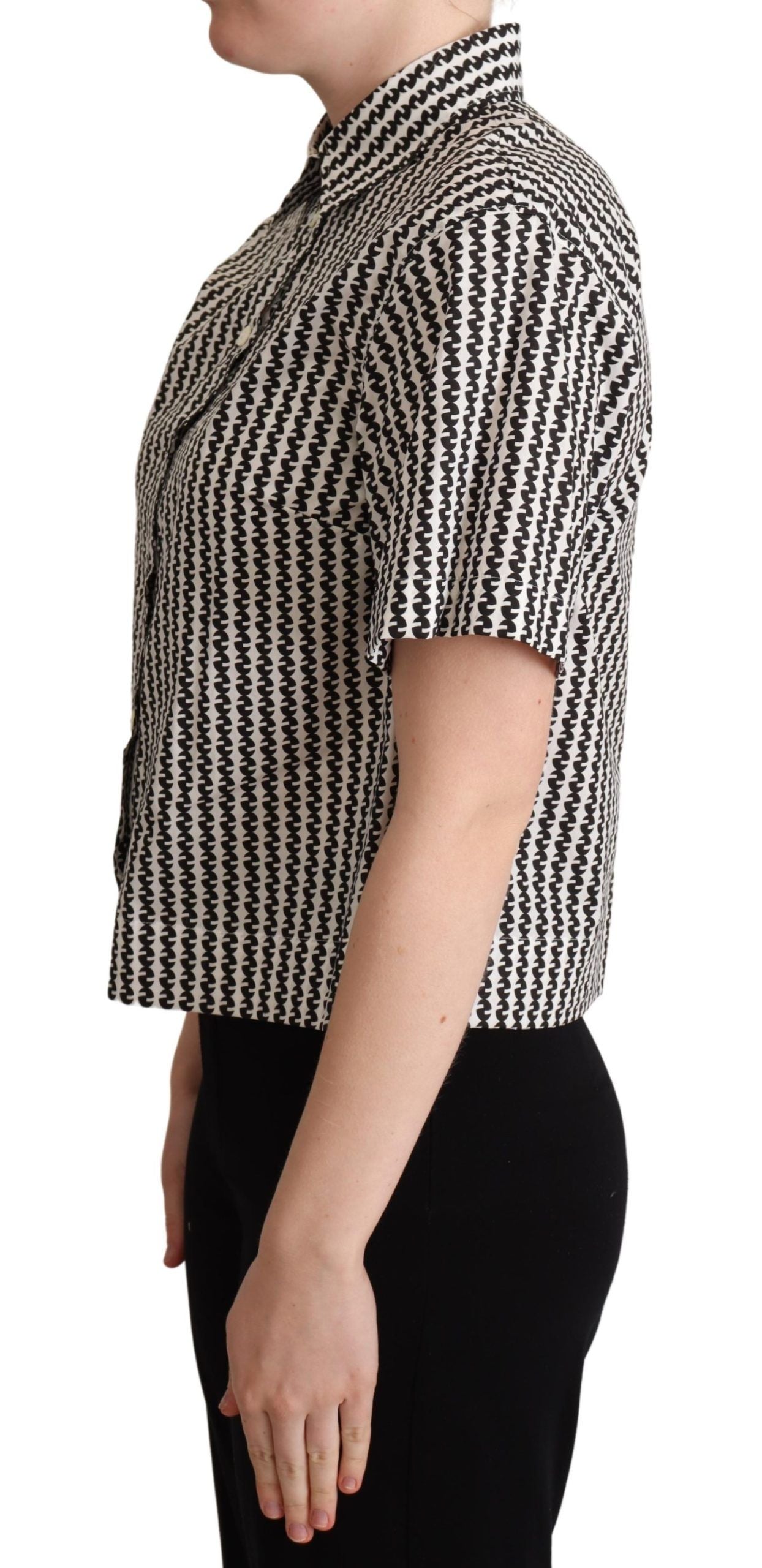 Dolce & Gabbana White Black Fantasy Pattern Shirt Dolce & Gabbana