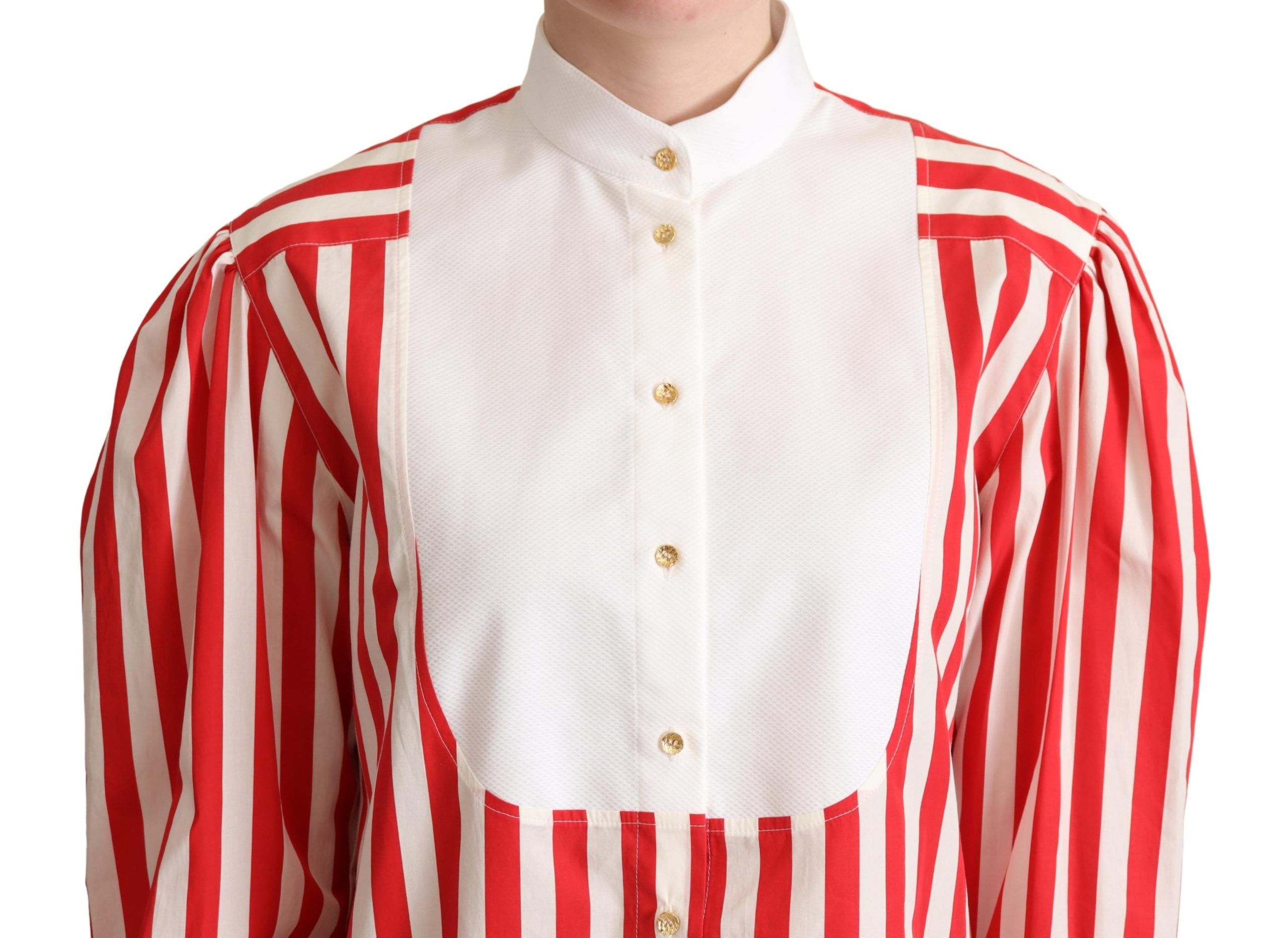 Dolce & Gabbana Red White Striped Long Sleeves Formal Shirt Dolce & Gabbana