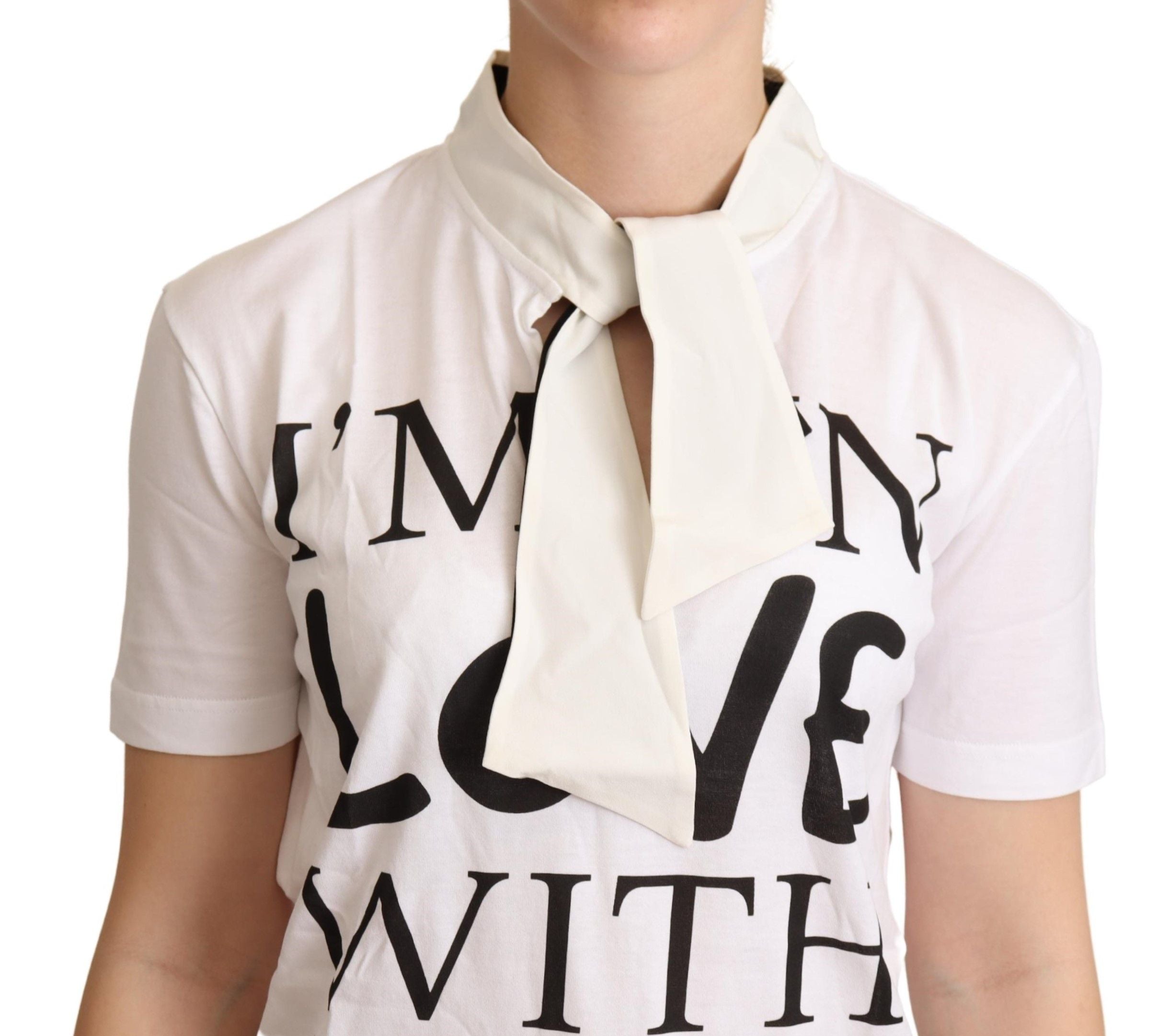 Dolce & Gabbana White Cotton Silk I'm In Love Top T-shirt Dolce & Gabbana