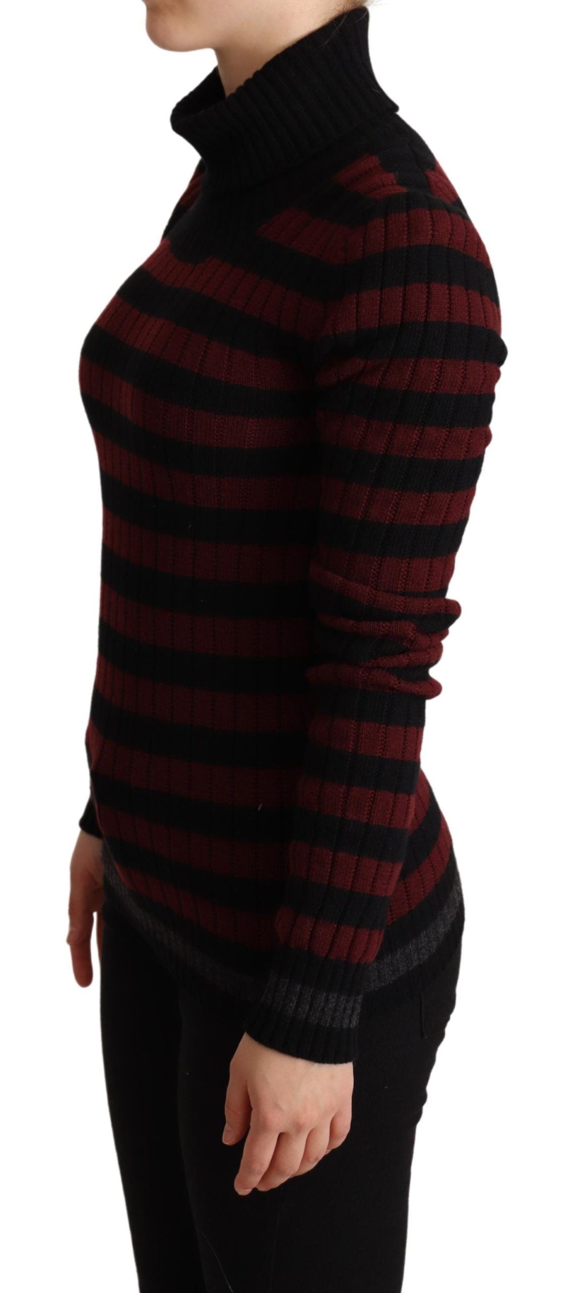 Dolce & Gabbana Black Red Striped Wool Pullover Sweater Dolce & Gabbana