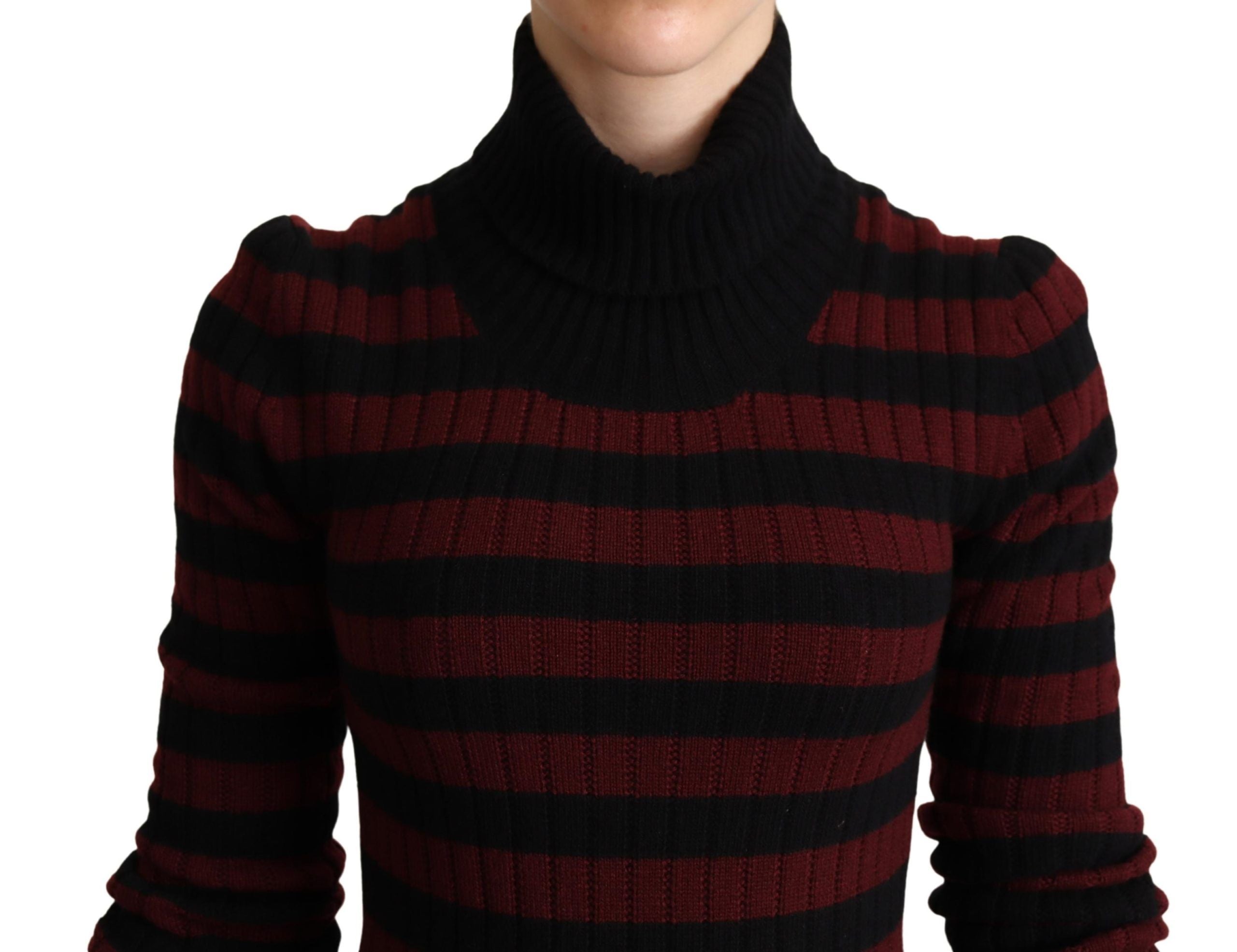 Dolce & Gabbana Black Red Striped Wool Pullover Sweater Dolce & Gabbana
