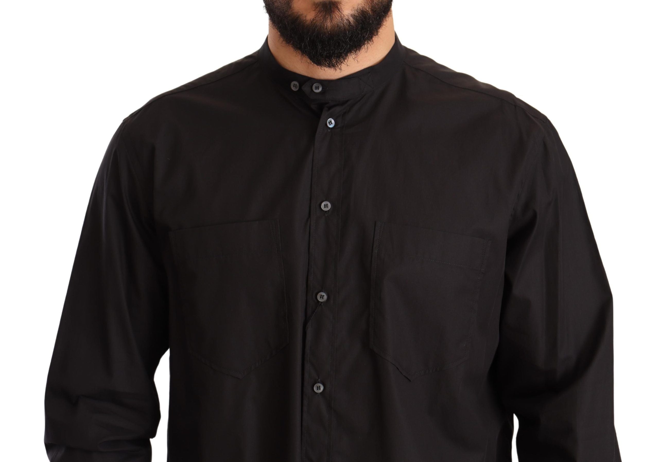 Dolce & Gabbana Black 100% Cotton Formal Dress Top Shirt Dolce & Gabbana