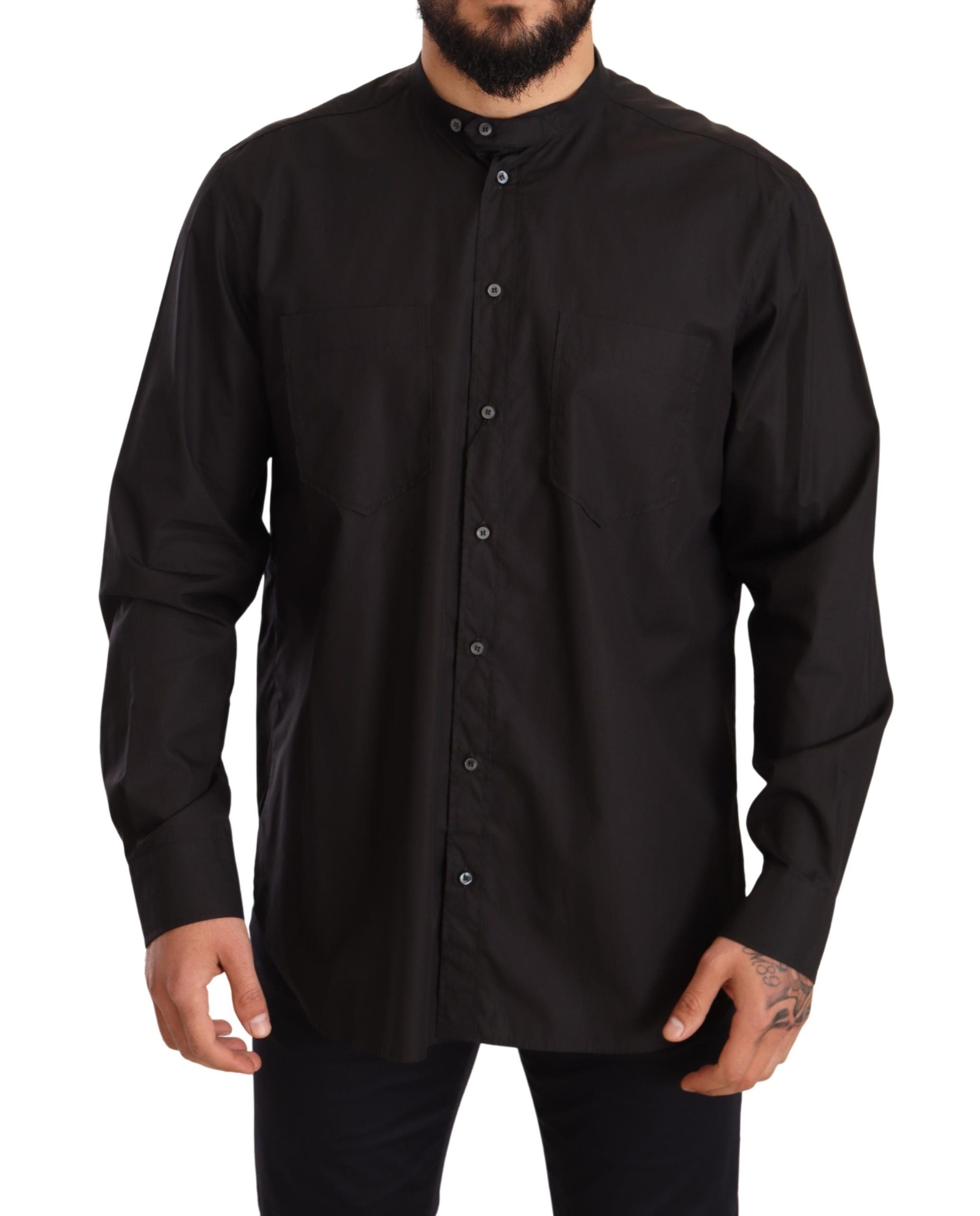 Dolce & Gabbana Black 100% Cotton Formal Dress Top Shirt Dolce & Gabbana