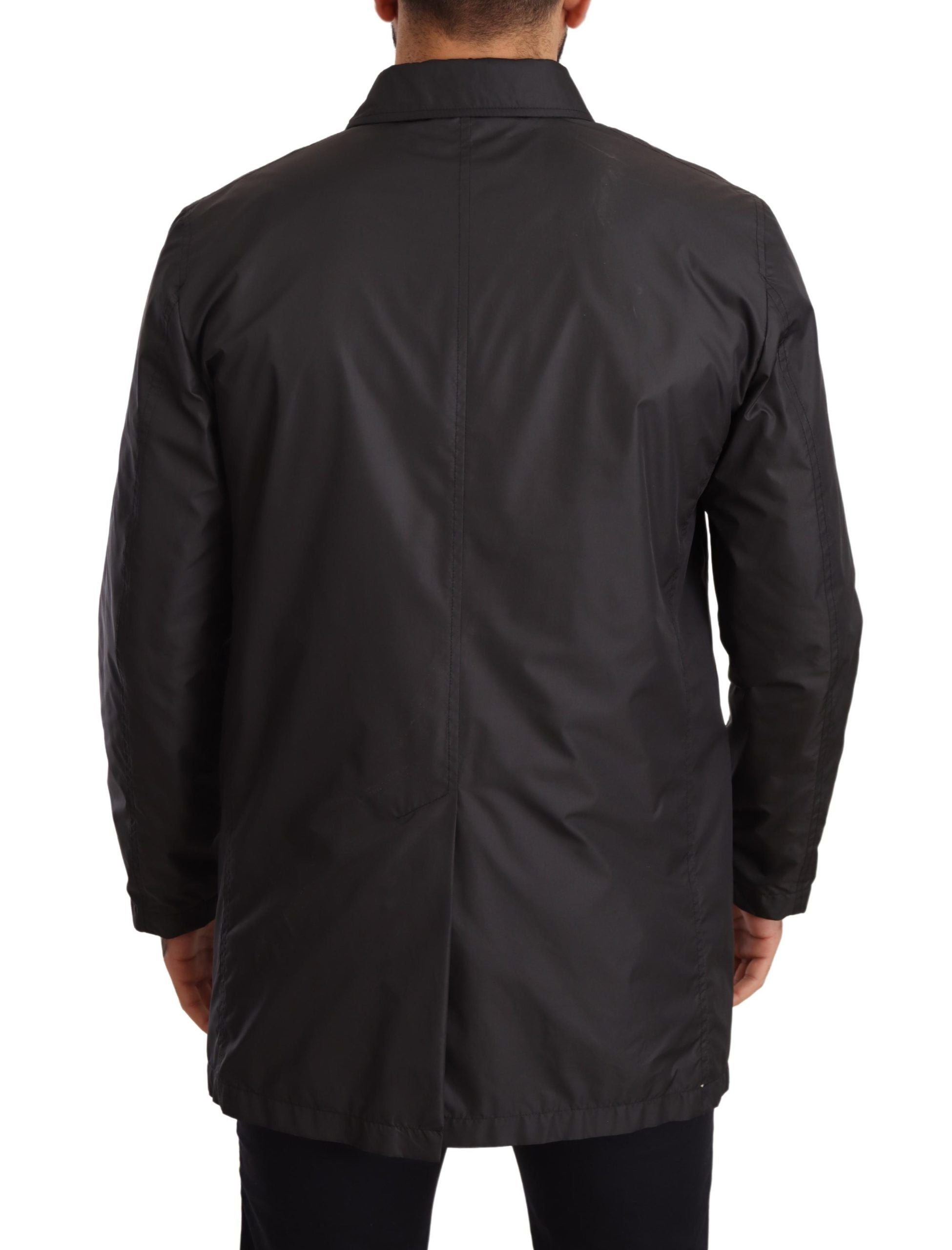 Dolce & Gabbana Black Polyester Mens Trench Coat Jacket Dolce & Gabbana