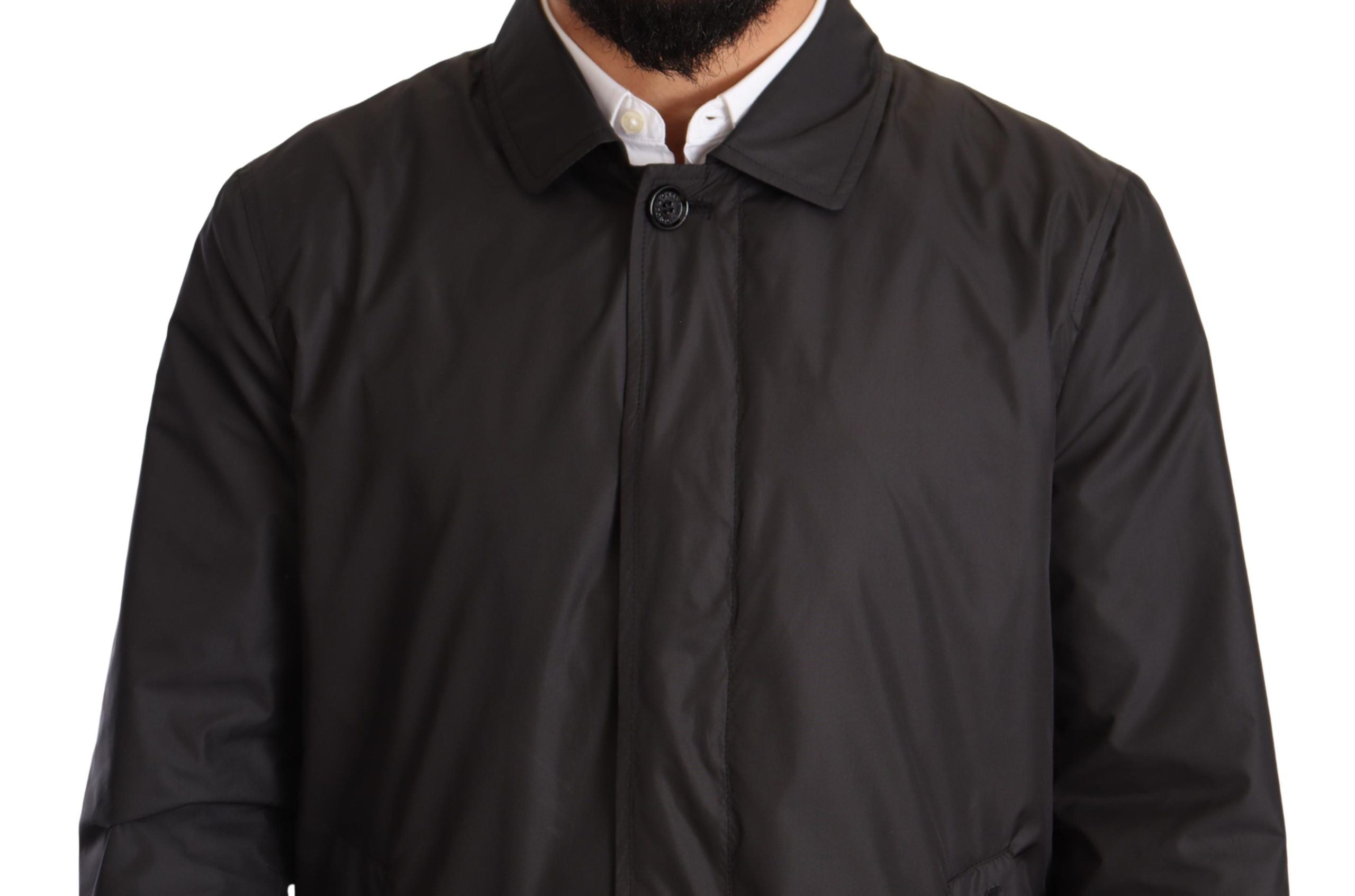 Dolce & Gabbana Black Polyester Mens Trench Coat Jacket Dolce & Gabbana