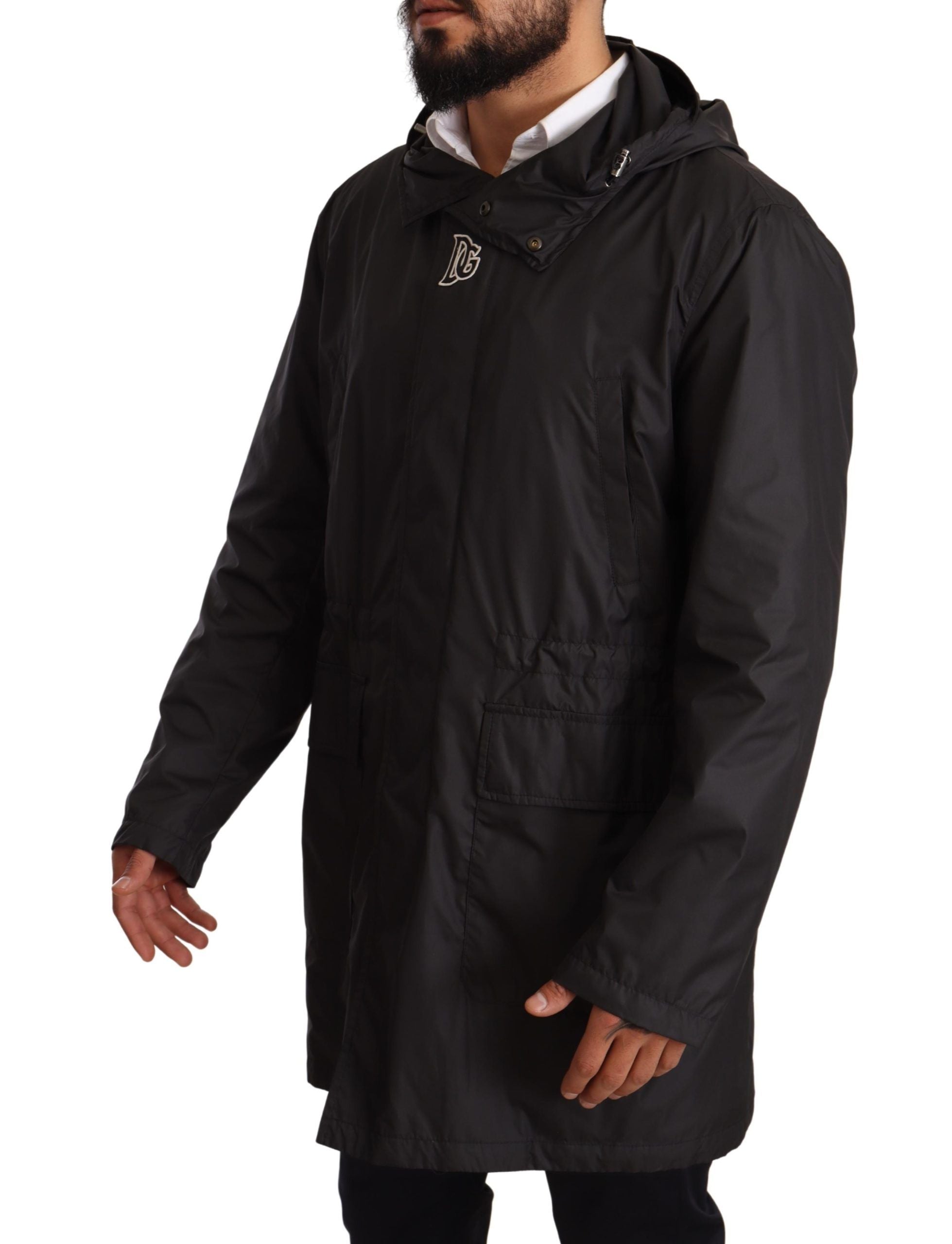 Dolce & Gabbana Black Hooded Mens Trench Coat Jacket Dolce & Gabbana