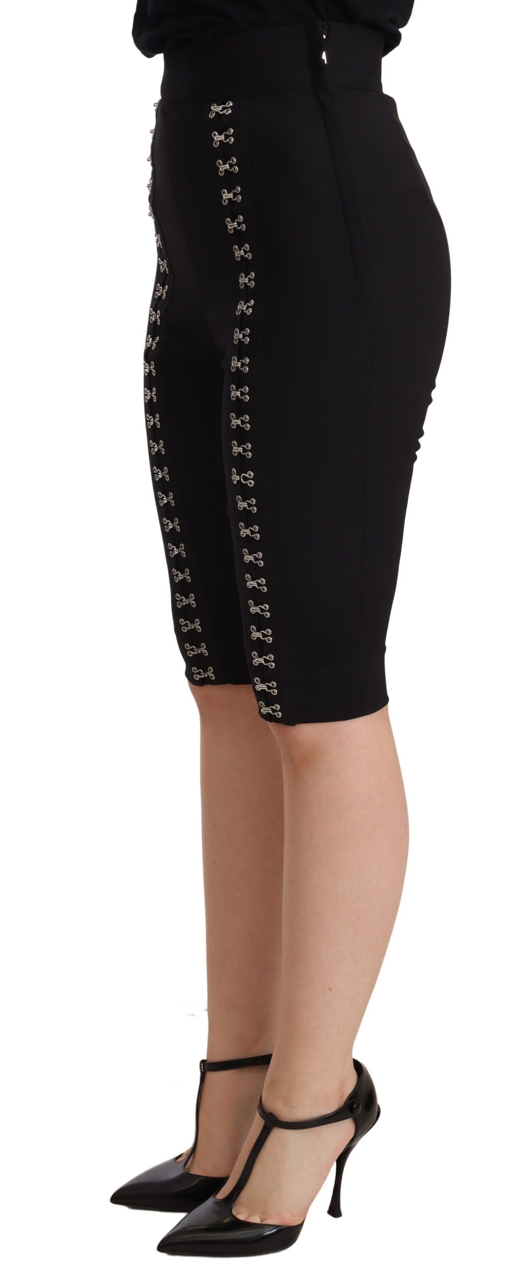 Dolce & Gabbana Black Wool Stretch Slim Fit High Waist Shorts Dolce & Gabbana