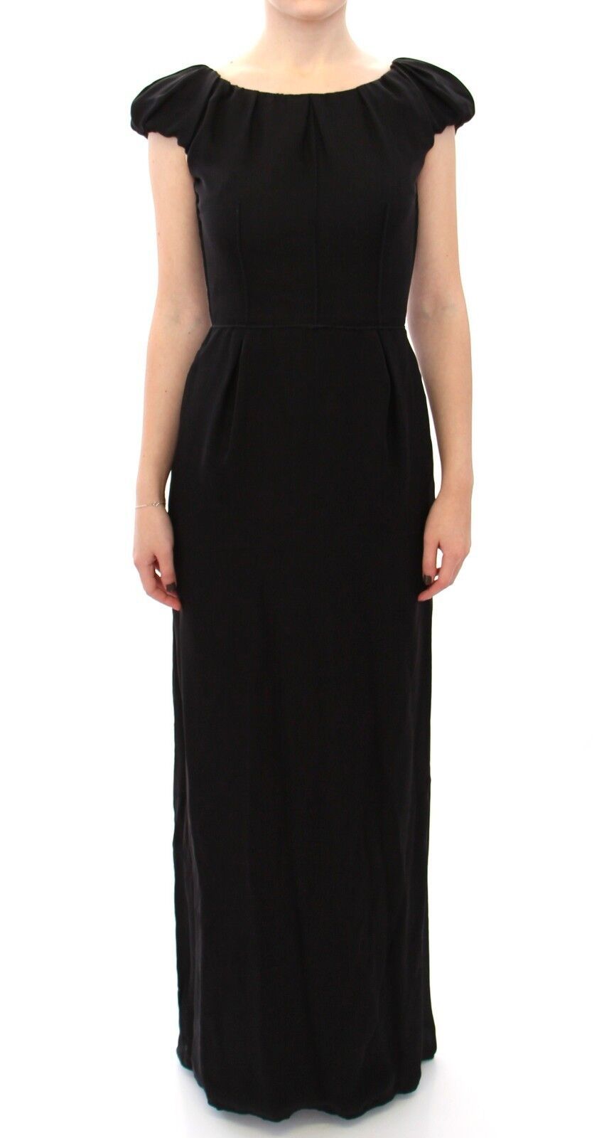 Dolce & Gabbana Black Silk Shortsleeve Gown Maxi IT Dress Dolce & Gabbana
