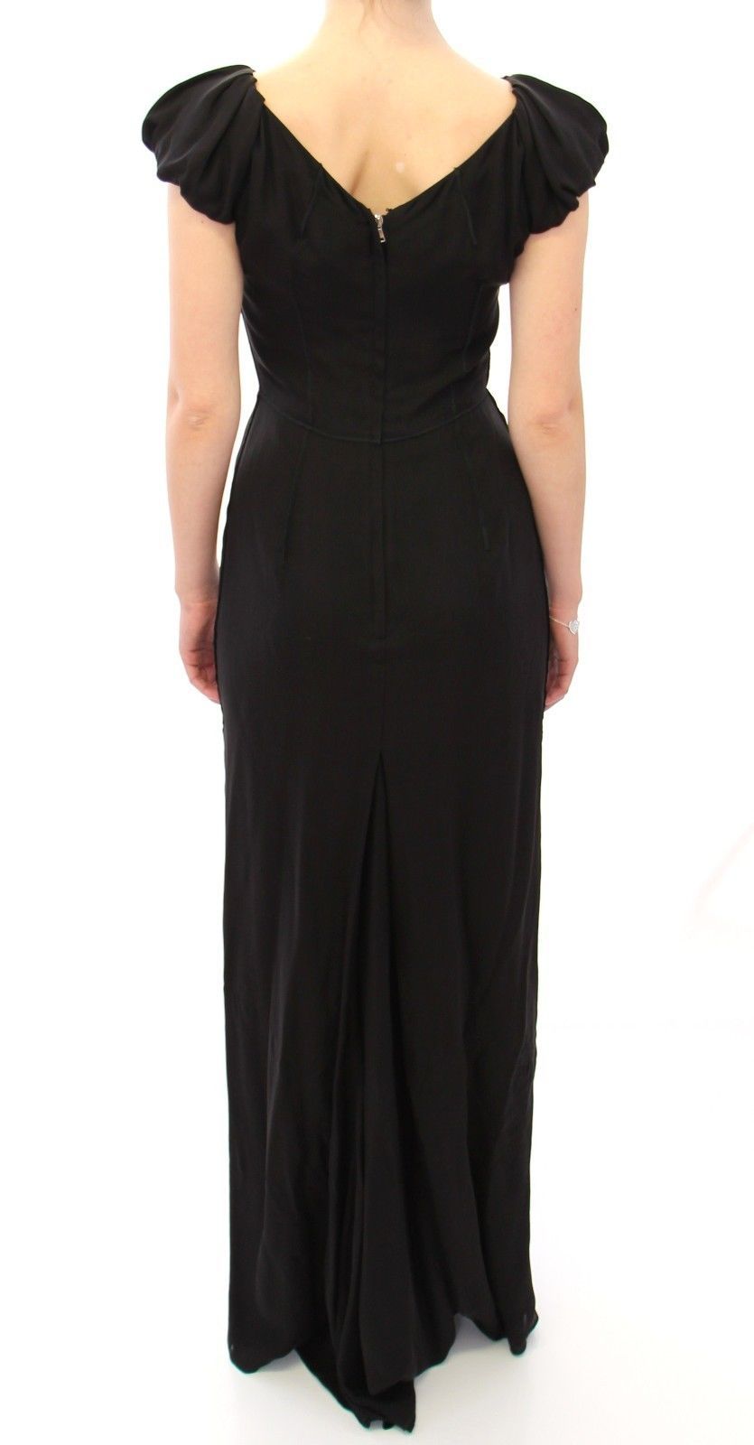 Dolce & Gabbana Black Silk Shortsleeve Gown Maxi IT Dress Dolce & Gabbana