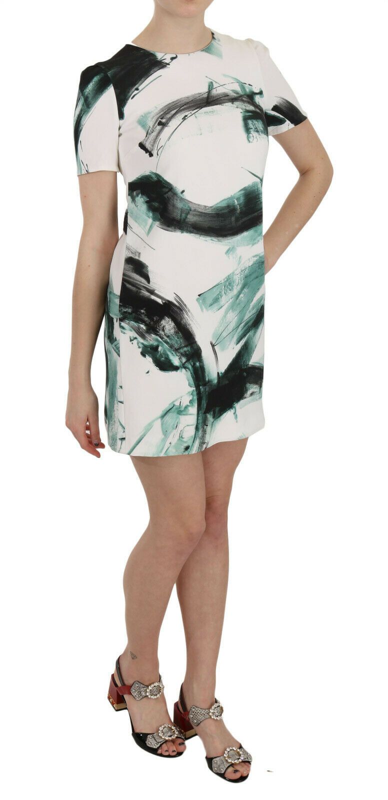 Dolce & Gabbana White Black Blue Shift Short Mini Dress Dolce & Gabbana