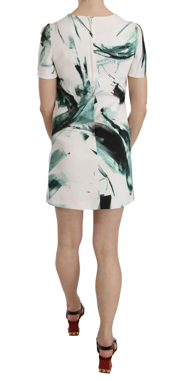Dolce & Gabbana White Black Blue Shift Short Mini Dress Dolce & Gabbana