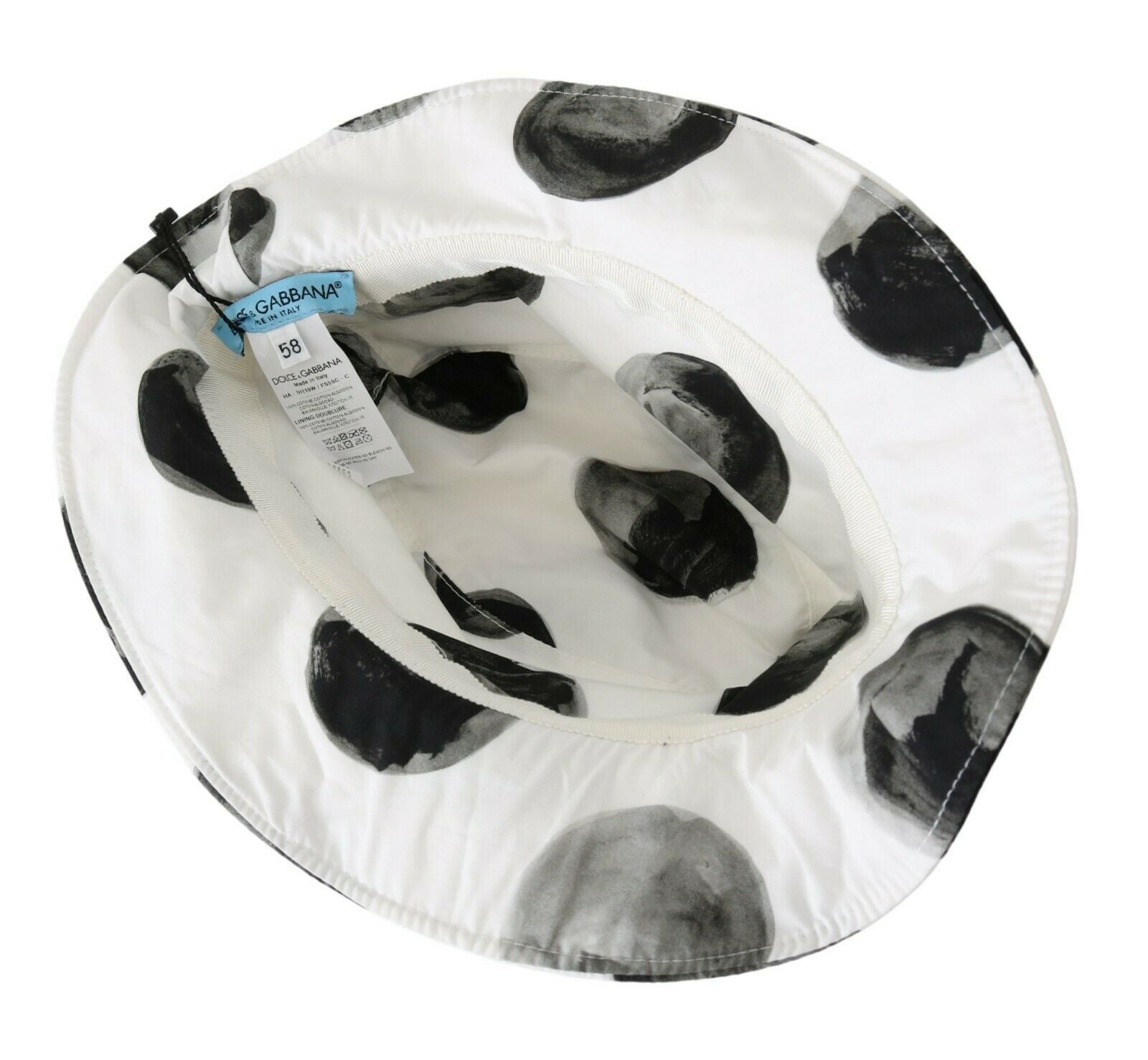 Dolce & Gabbana White Cotton Big Polka Dot Pattern Bucket Hat Dolce & Gabbana