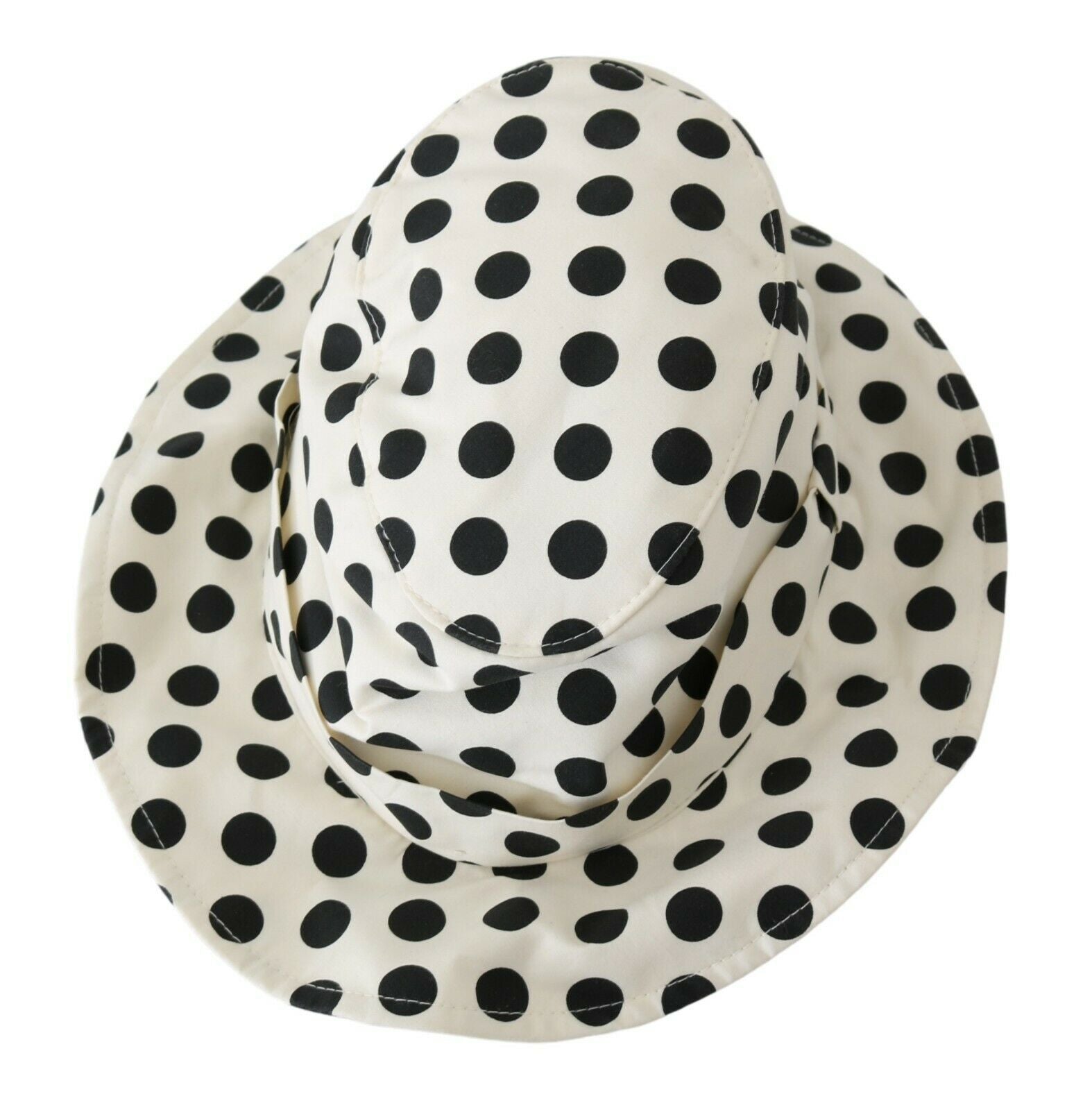 Dolce & Gabbana White 100% Cotton Polka Dot Design Trilby Hat Dolce & Gabbana