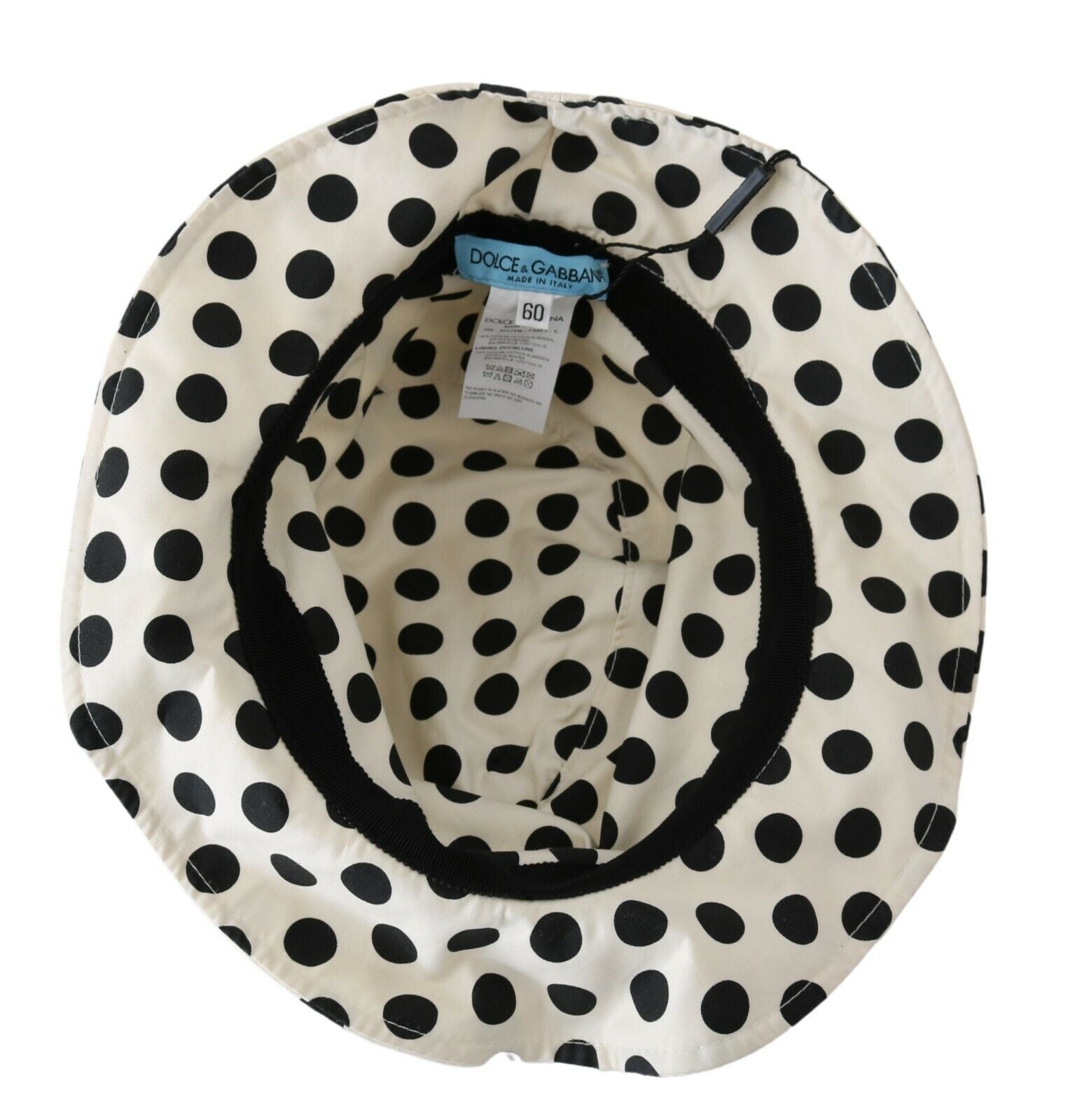 Dolce & Gabbana White 100% Cotton Polka Dot Design Trilby Hat Dolce & Gabbana