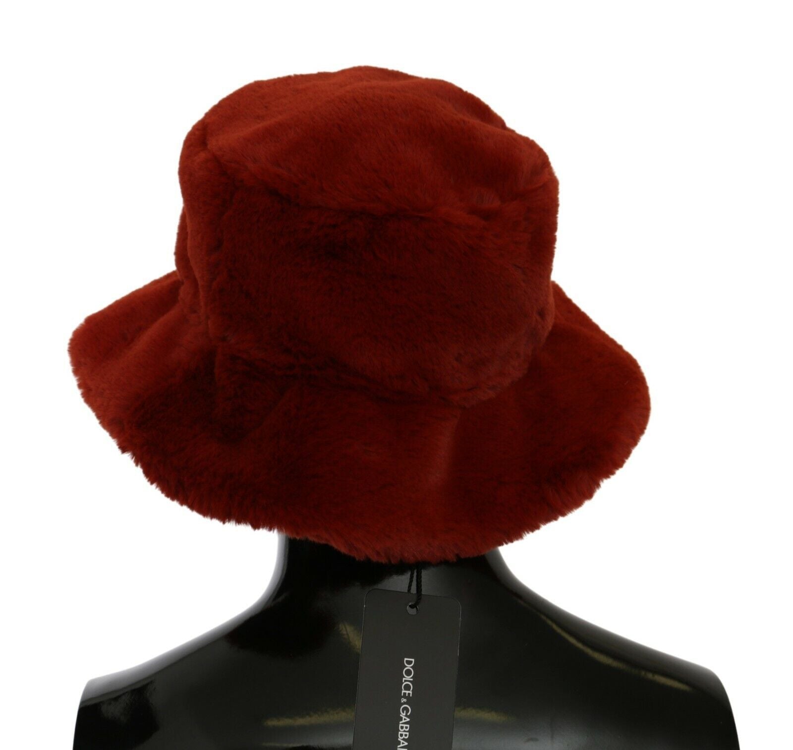 Dolce & Gabbana Red Bordeaux Fur Wide Brim Bucket  Hat Dolce & Gabbana