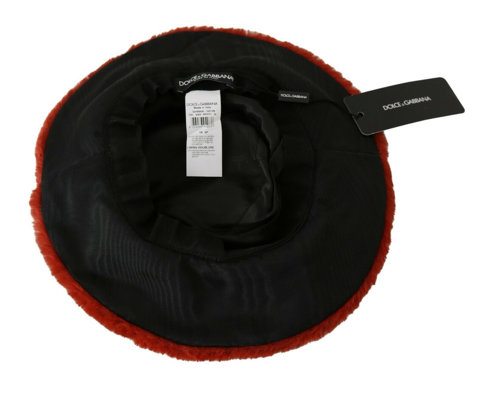 Dolce & Gabbana Red Bordeaux Fur Wide Brim Bucket  Hat Dolce & Gabbana