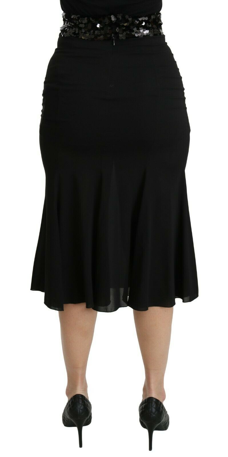 Dolce & Gabbana Black Mermaid High Waist Midi Silk Skirt Dolce & Gabbana