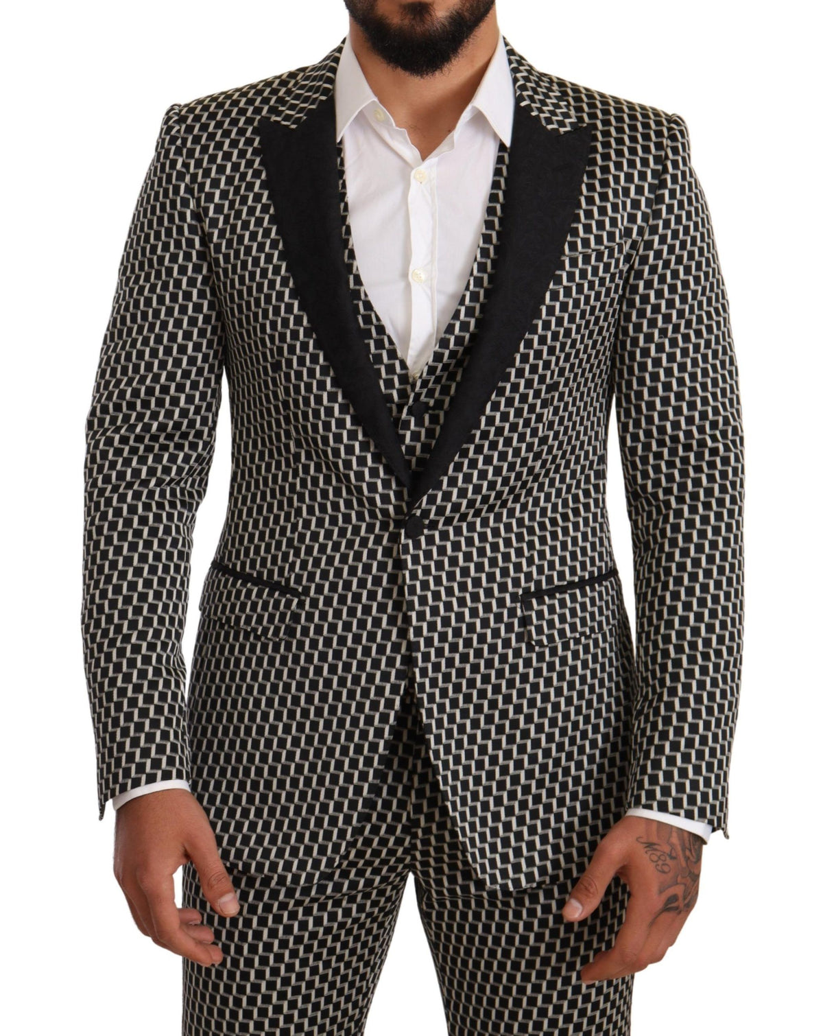 Dolce & Gabbana Dark Gray Check 3 Piece Set MARTINI Suit
