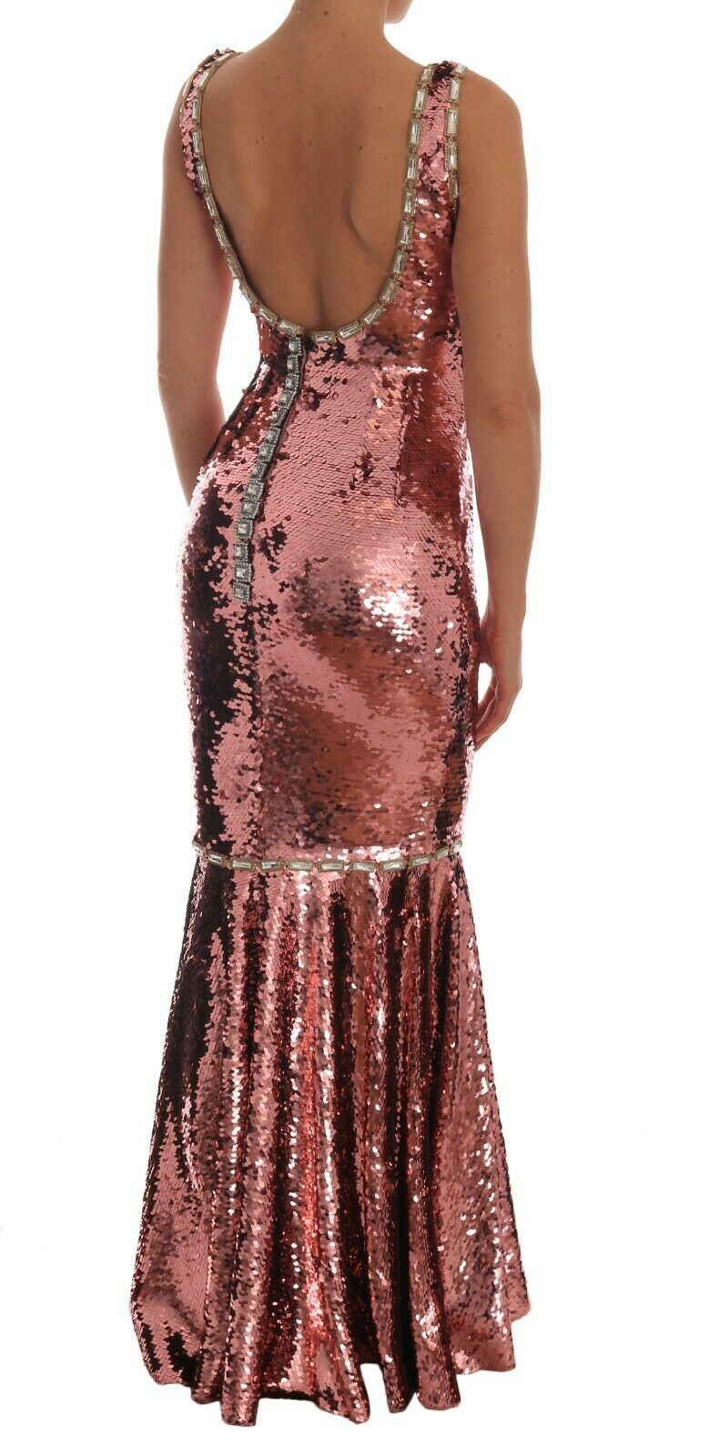 Dolce & Gabbana Pink Sequined Sheath Crystal Dress Gown Dolce & Gabbana