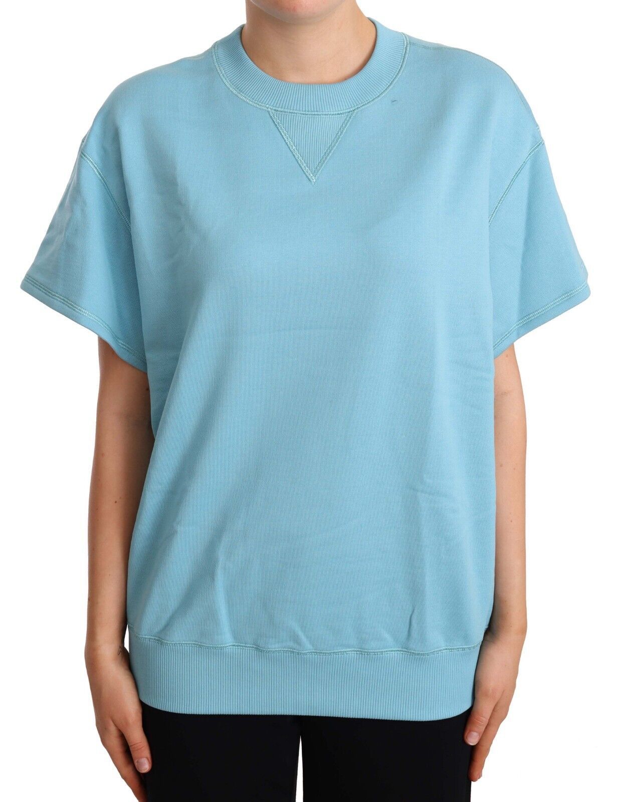 Dolce & Gabbana Blue Cotton Short Sleeves Crew Neck Top Dolce & Gabbana