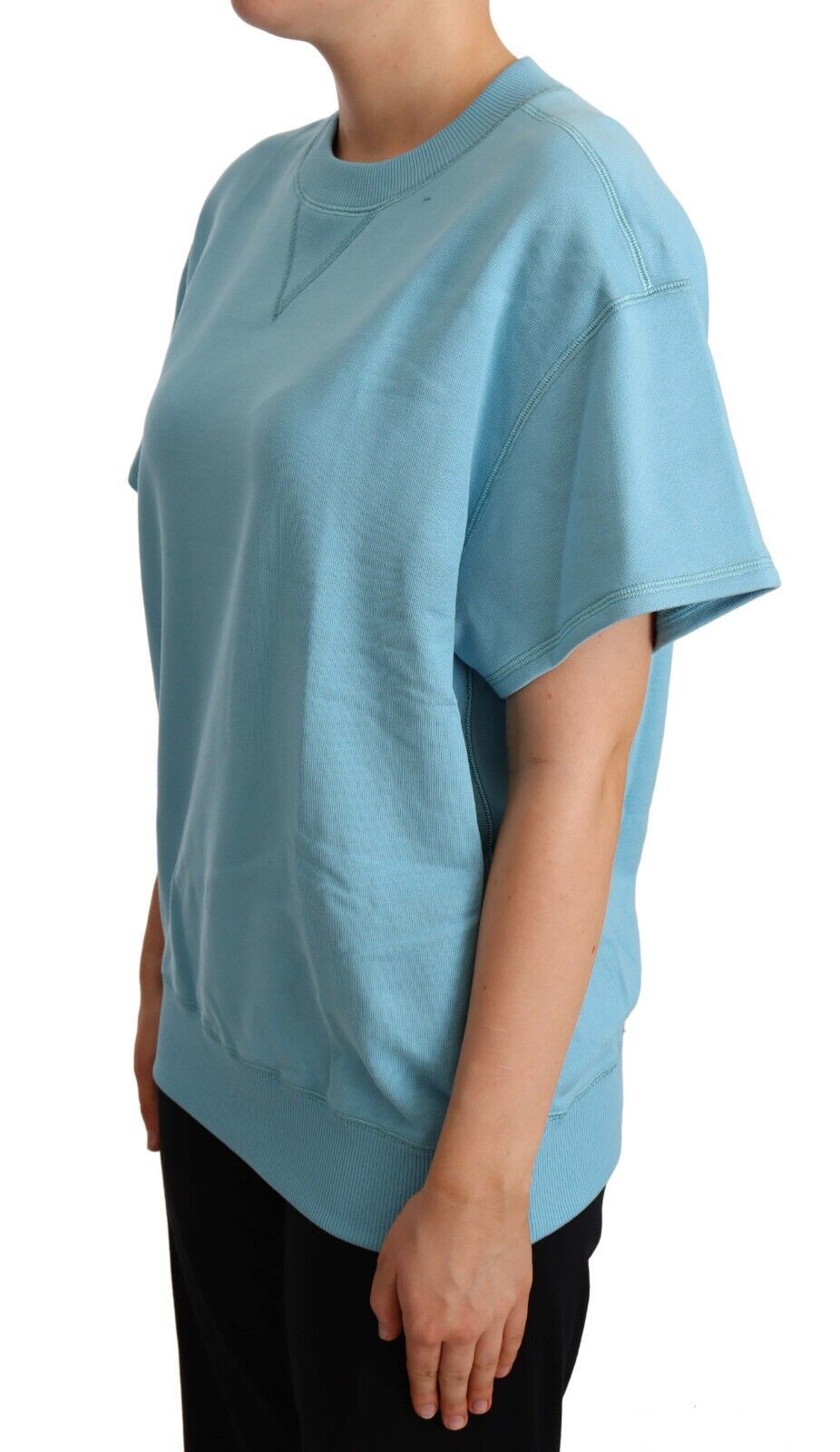 Dolce & Gabbana Blue Cotton Short Sleeves Crew Neck Top Dolce & Gabbana