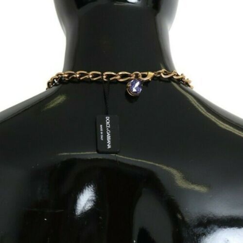 Dolce & Gabbana Pink Gold Brass Crystal Purple Pearl Pendants Dolce & Gabbana