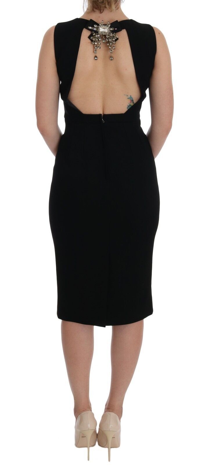 Dolce & Gabbana Black Stretch Crystal Sheath Gown Dress Dolce & Gabbana