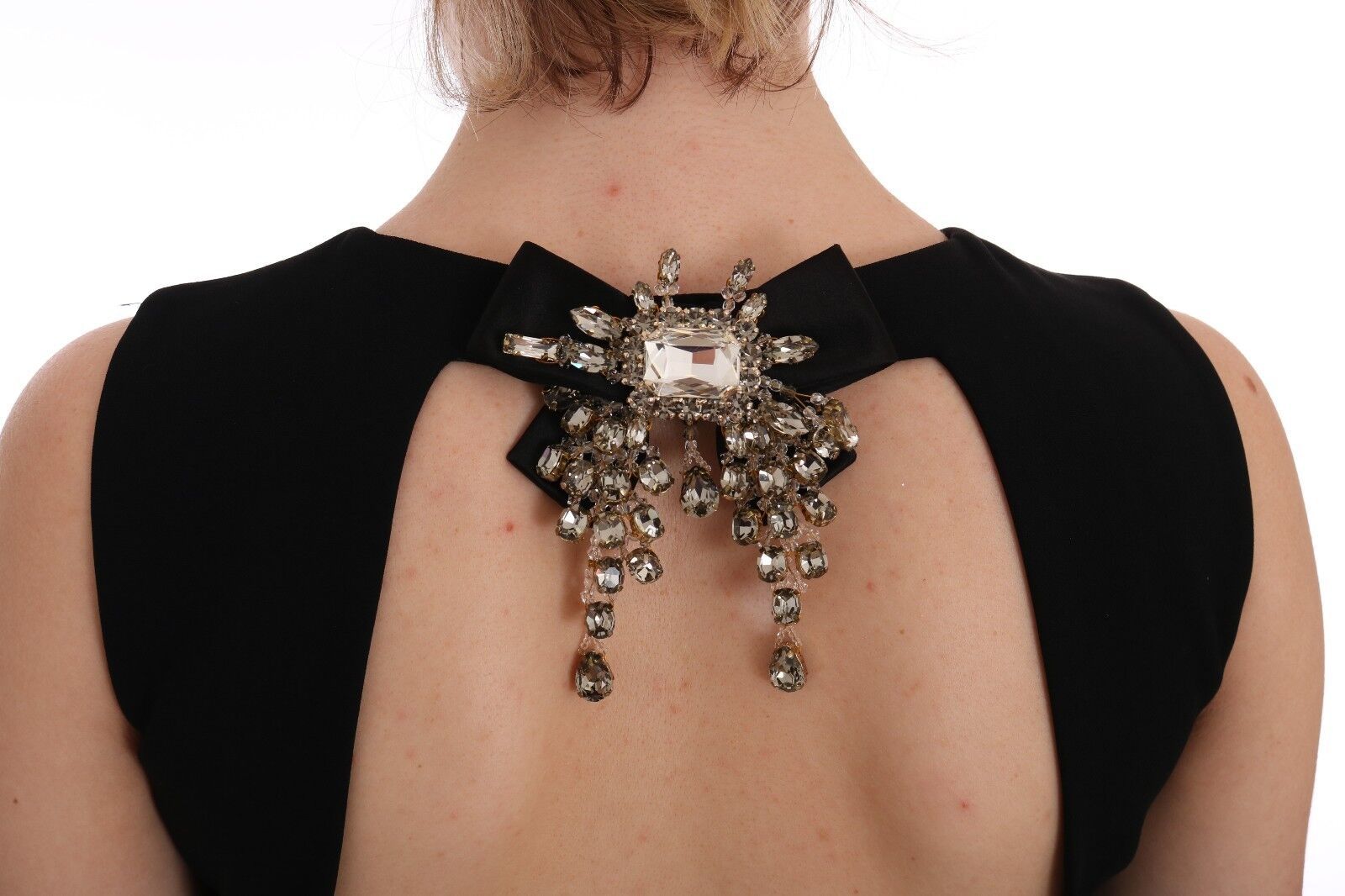 Dolce & Gabbana Black Stretch Crystal Sheath Gown Dress Dolce & Gabbana