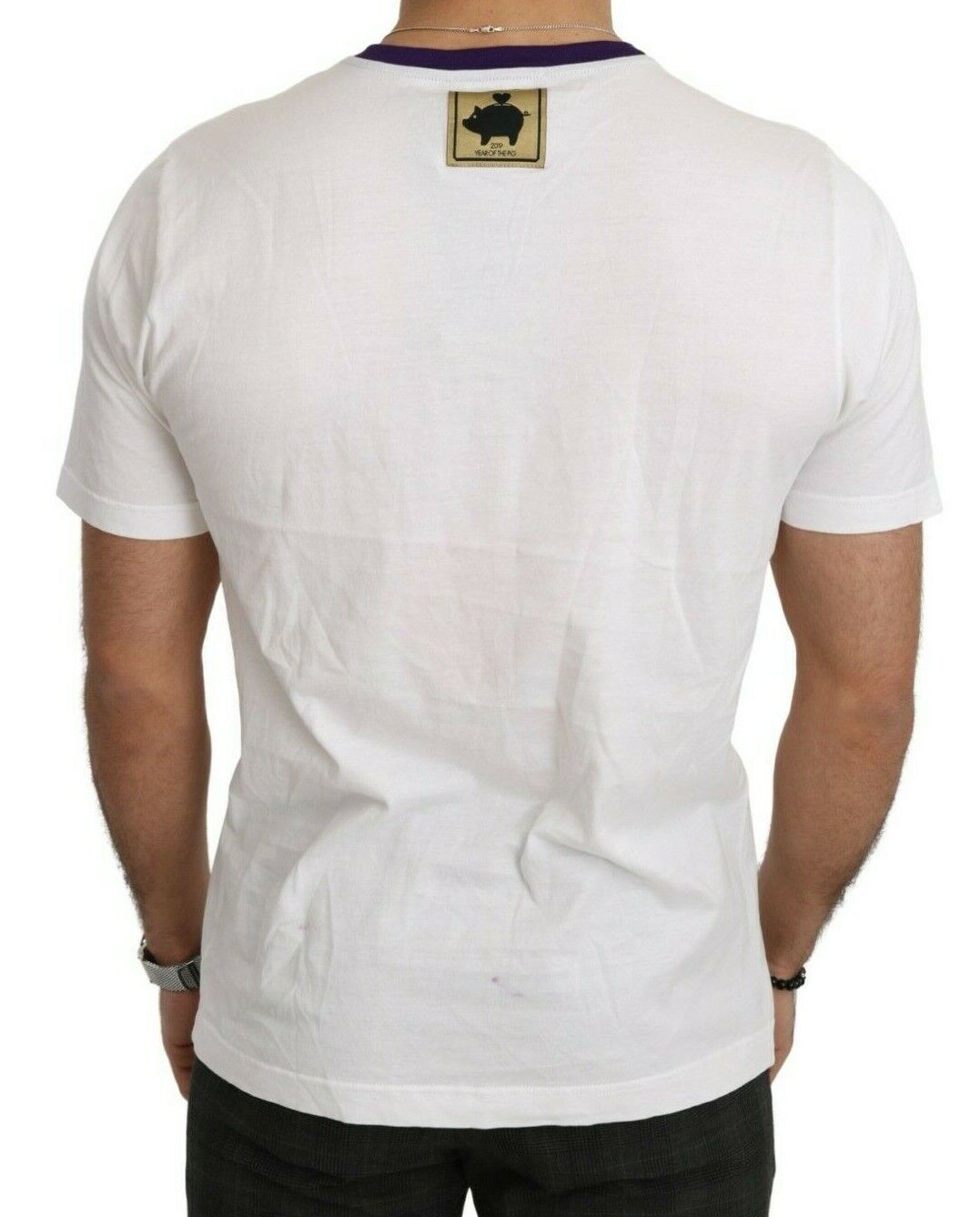Dolce & Gabbana White Cotton Top Super Power Pig T-shirt Dolce & Gabbana