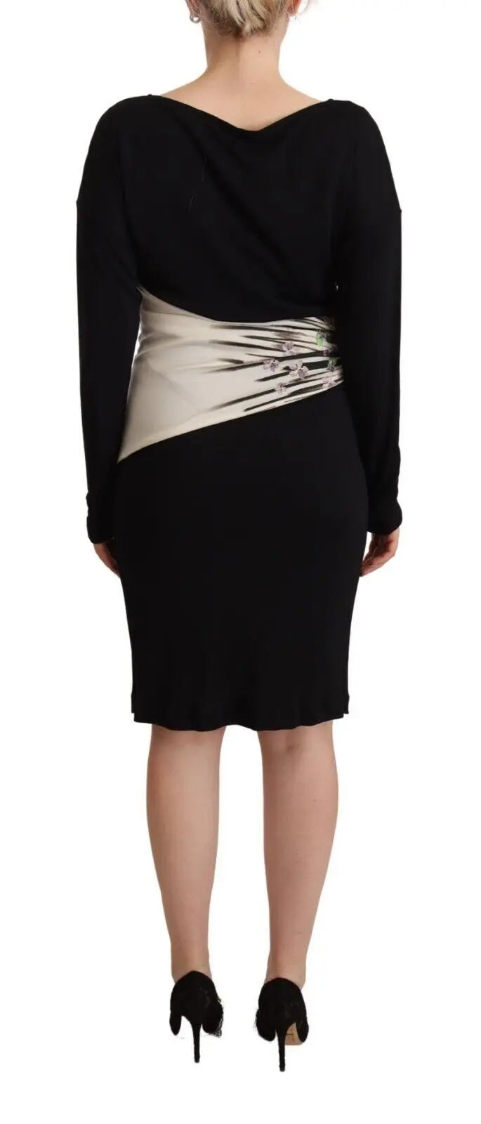 Roberto Cavalli Black Silver Sheath Knee Length Dress Roberto Cavalli