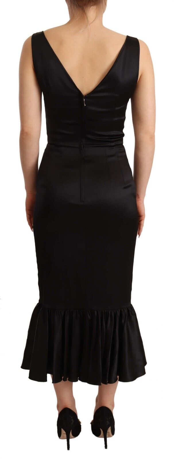 Dolce & Gabbana Black Silk Stretch Sheath Mermaid Midi Dress Dolce & Gabbana
