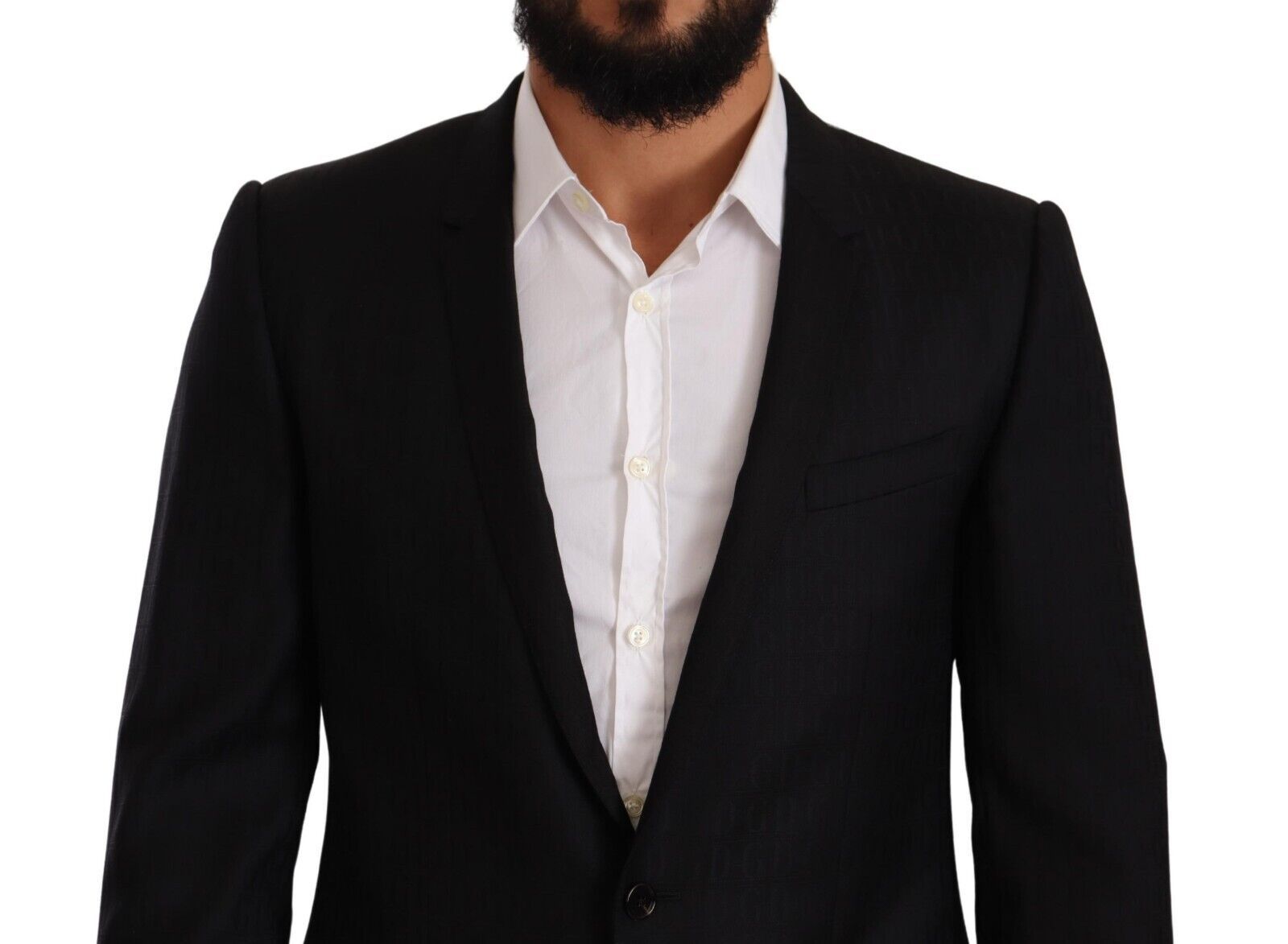 Dolce & Gabbana Black Wool Single Breasted Suit GOLD Jacket Dolce & Gabbana