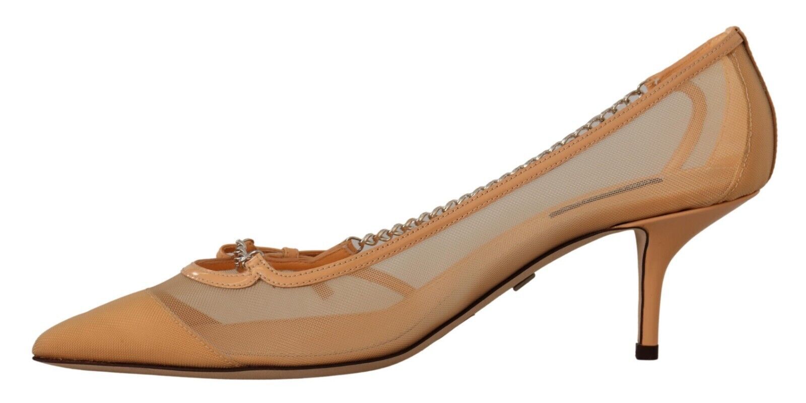 Dolce & Gabbana Peach Mesh Leather Chains Heels Pumps Shoes Dolce & Gabbana