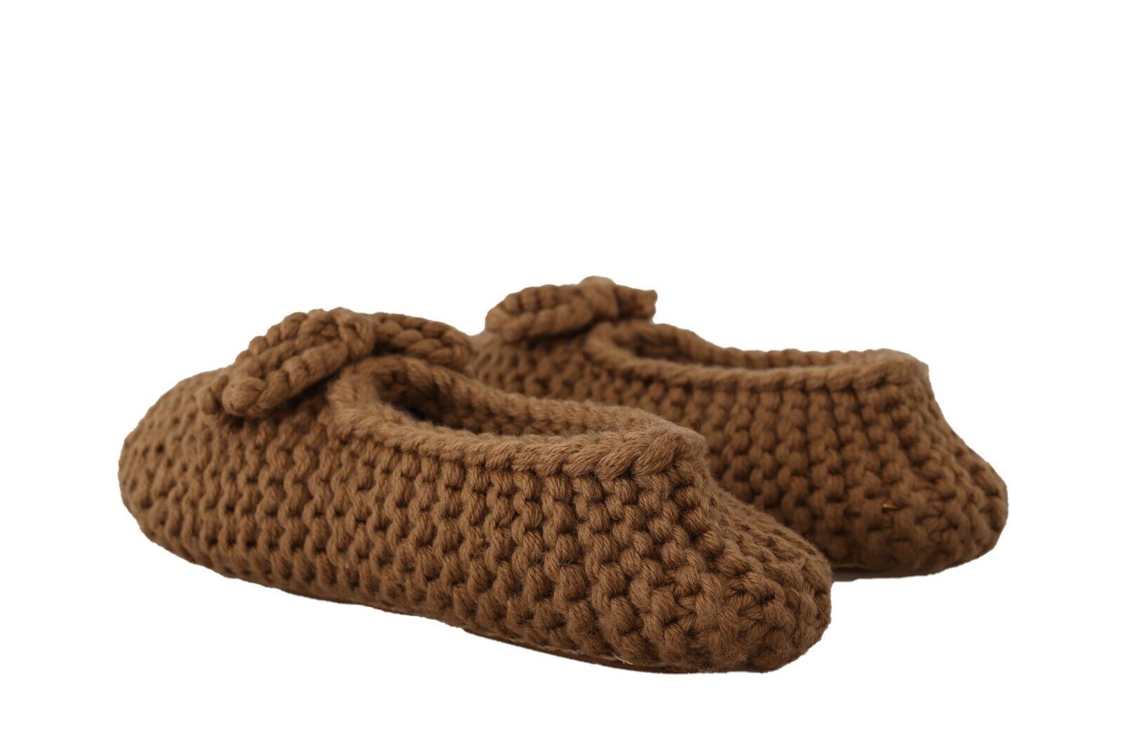 Dolce & Gabbana Brown Slip On Ballerina Flats Wool Knit Shoes Dolce & Gabbana