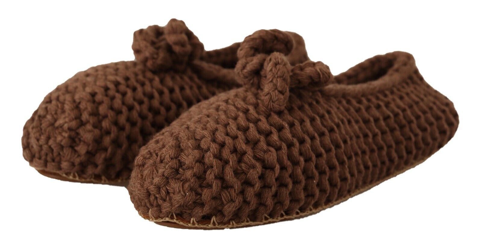 Dolce & Gabbana Brown Slip On Ballerina Flats Wool Knit Shoes Dolce & Gabbana