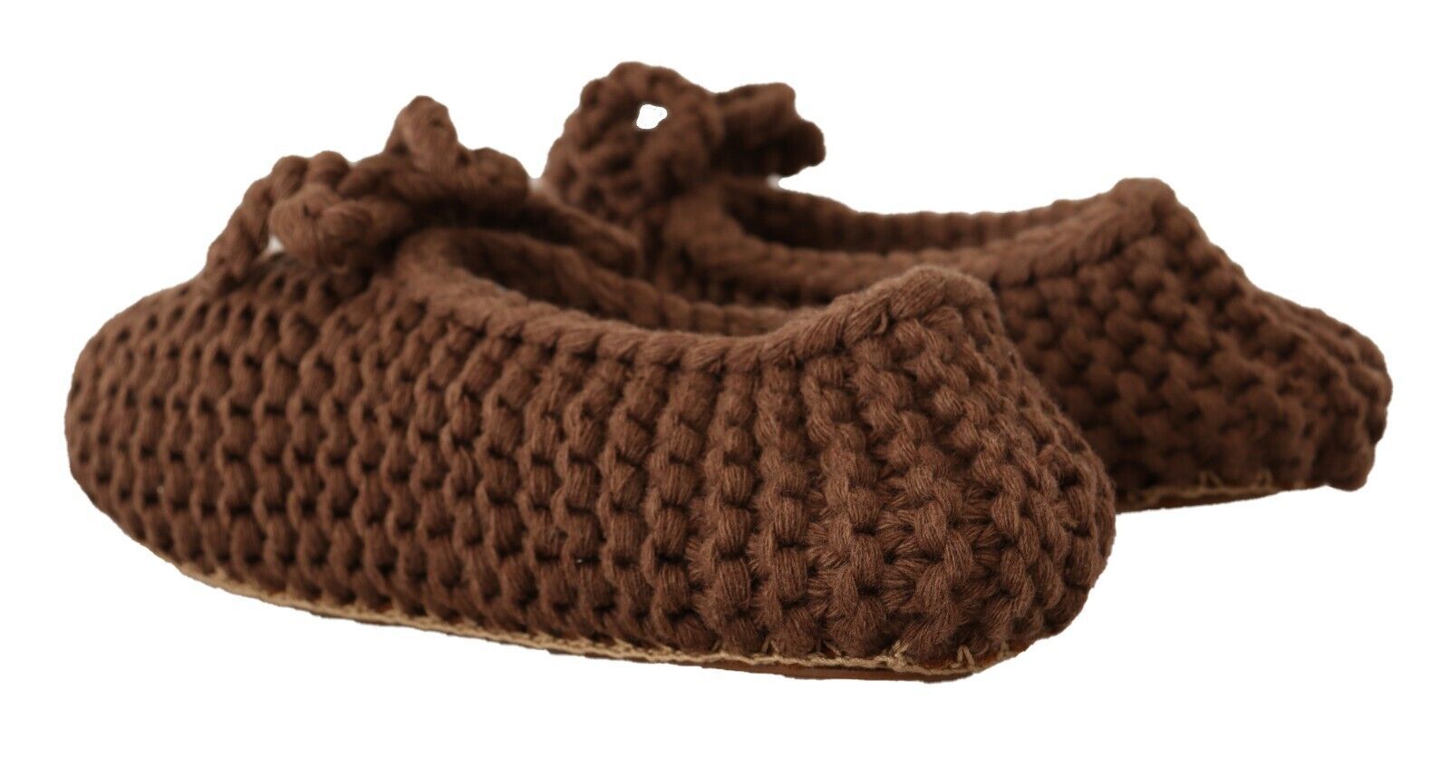 Dolce & Gabbana Brown Slip On Ballerina Flats Wool Knit Shoes Dolce & Gabbana