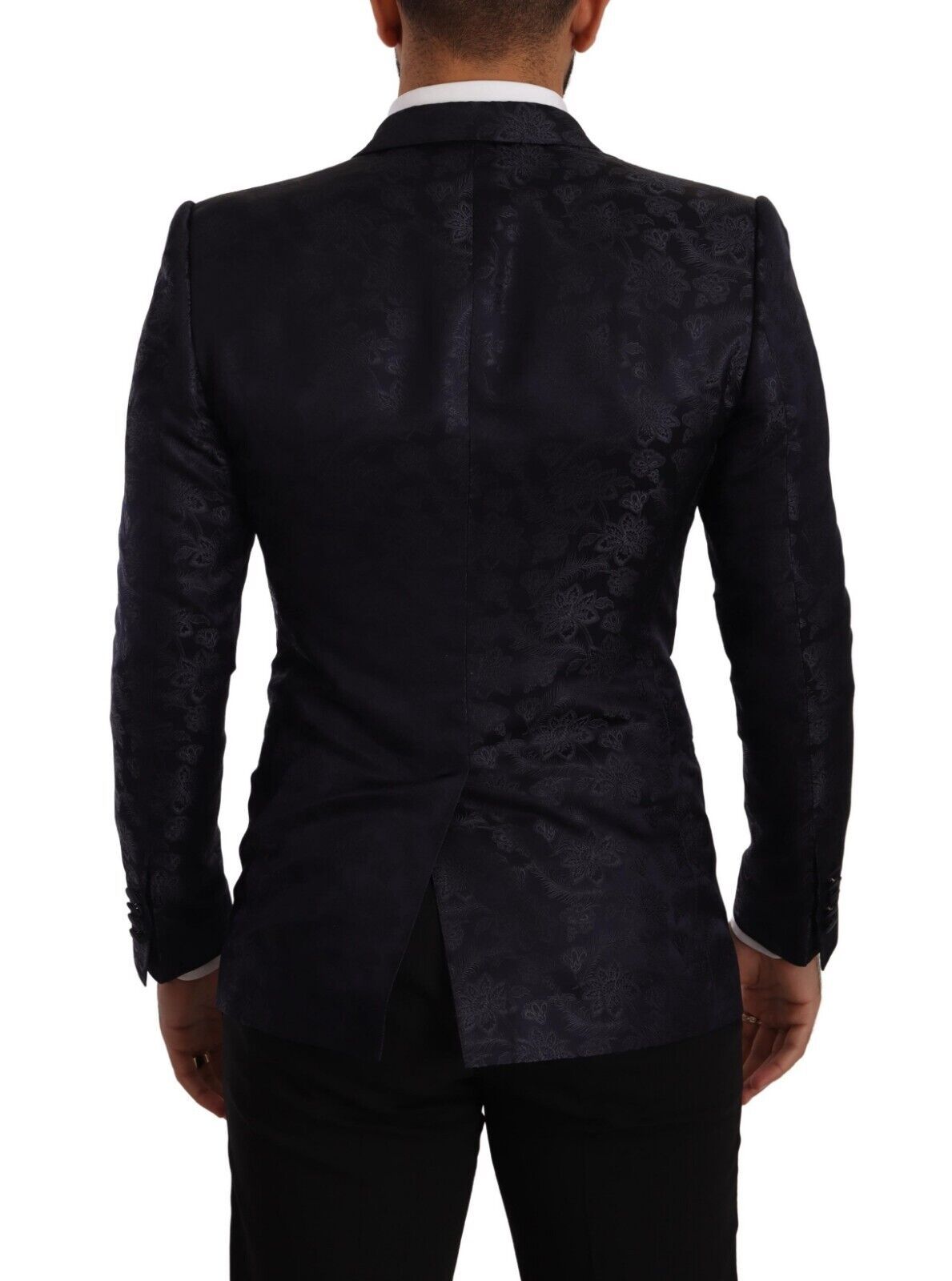 Dolce & Gabbana Blue Floral Jacquard Silk Coat MARTINI Blazer Dolce & Gabbana