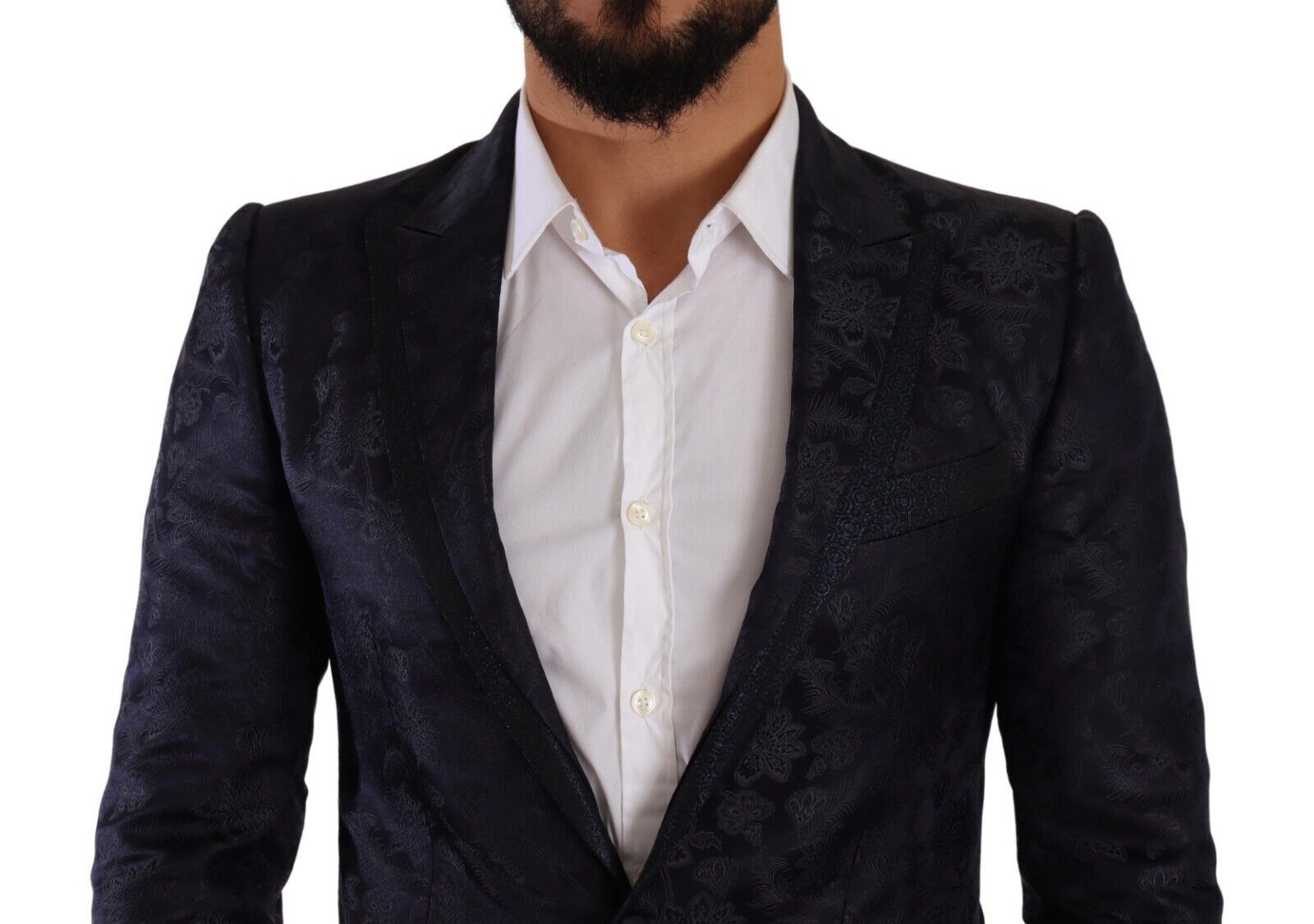 Dolce & Gabbana Blue Floral Jacquard Silk Coat MARTINI Blazer Dolce & Gabbana
