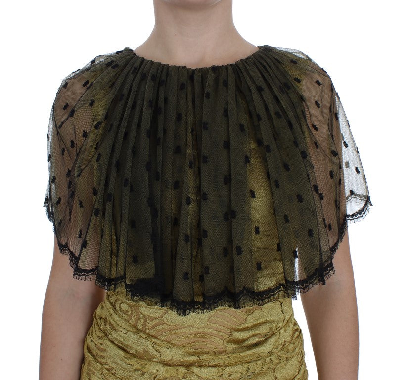 Dolce & Gabbana Yellow Black Floral Lace Ricamo Gown Dress Dolce & Gabbana
