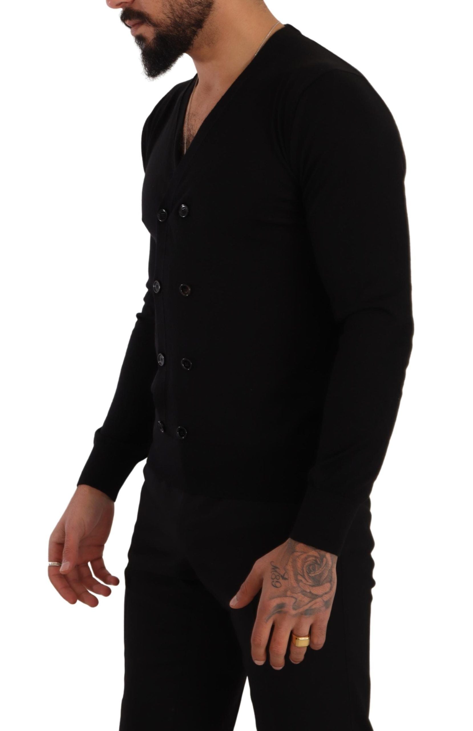 Dolce & Gabbana Black Cashmere Button Down Cardigan Sweater Dolce & Gabbana