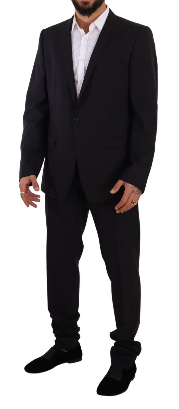 Dolce & Gabbana Blue GOLD Wool Single Breasted 2 Piece Suit Dolce & Gabbana