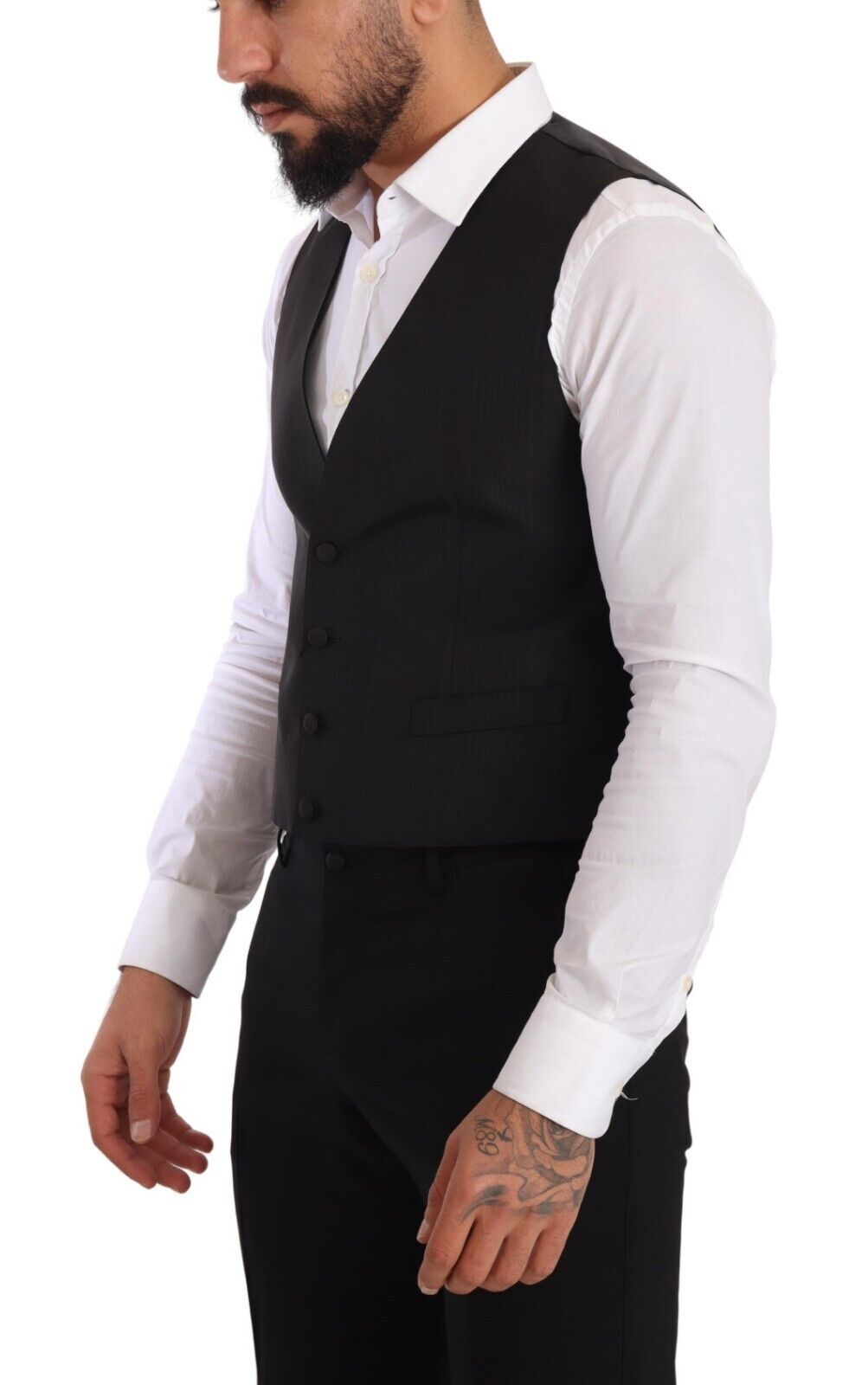 Dolce & Gabbana Gray Silk Slim Fit Waistcoat Formal Vest Dolce & Gabbana