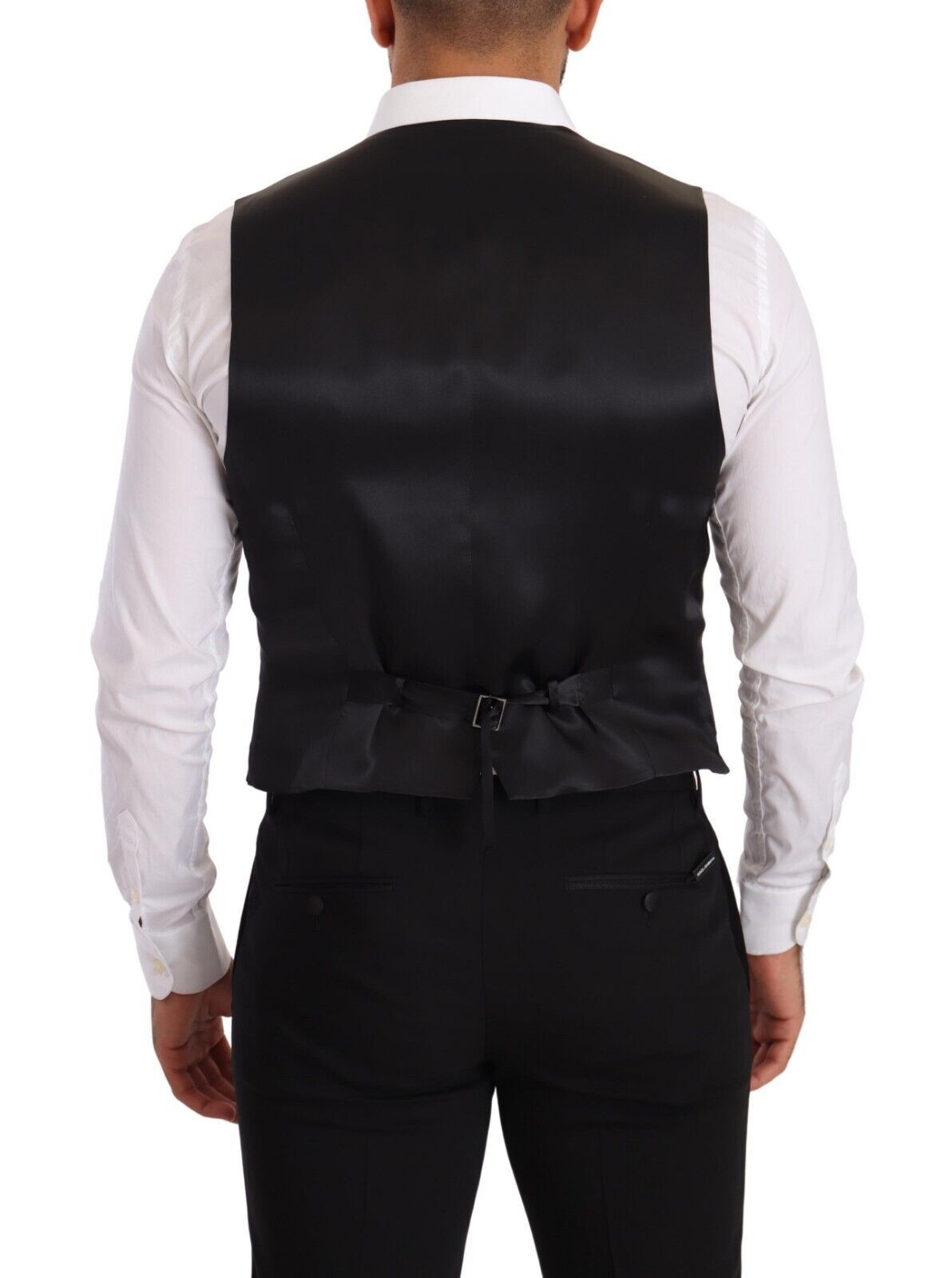 Dolce & Gabbana Gray Silk Slim Fit Waistcoat Formal Vest Dolce & Gabbana