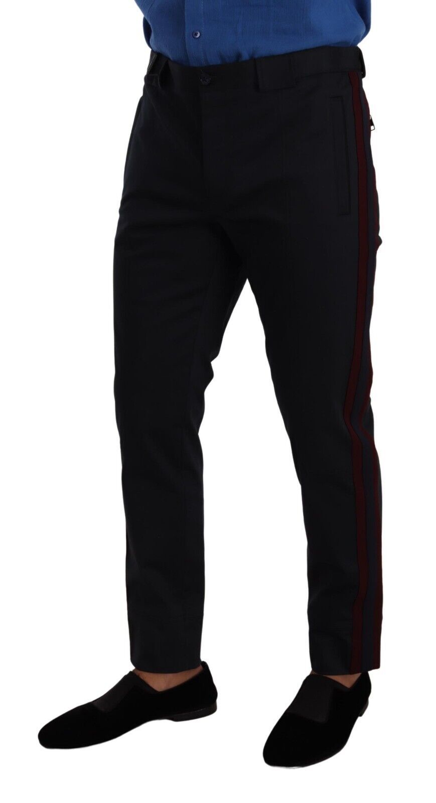 Dolce & Gabbana Blue Bordeaux Cotton Skinny Chino Pants Dolce & Gabbana