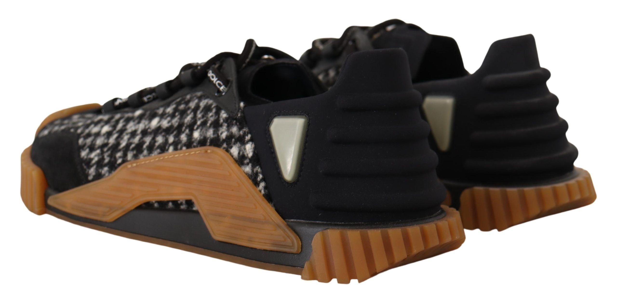 Dolce & Gabbana Black White Fabric Lace Up NS1 Sneakers Dolce & Gabbana